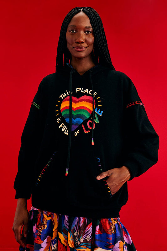 Farm Rio Black Full Of Love Sweatshirt