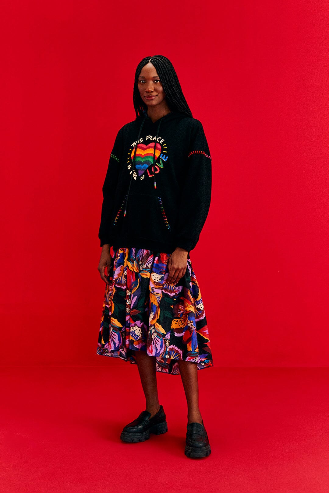 Farm Rio Black Full Of Love Sweatshirt