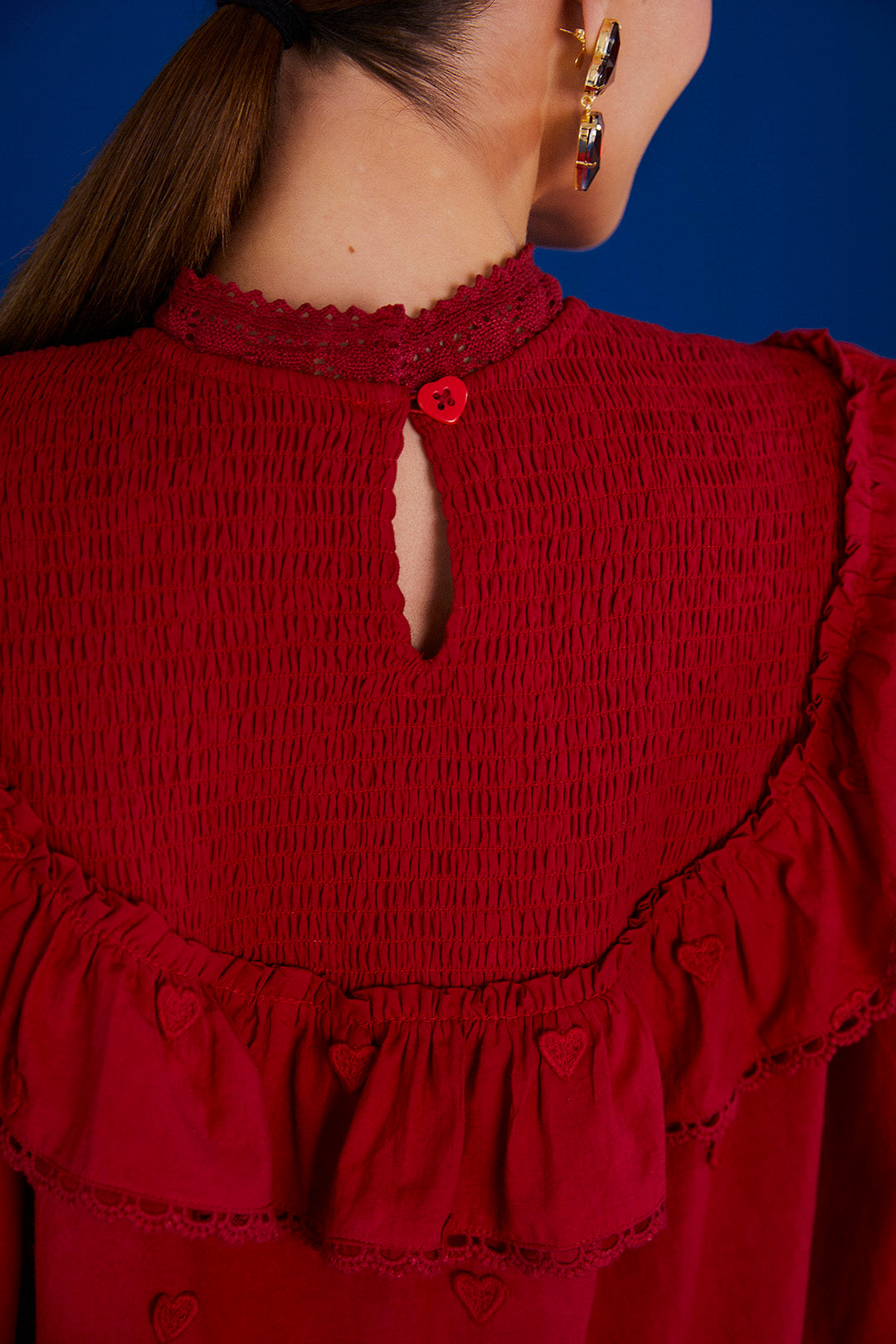 Farm Rio Red 3D Hearts Blouse
