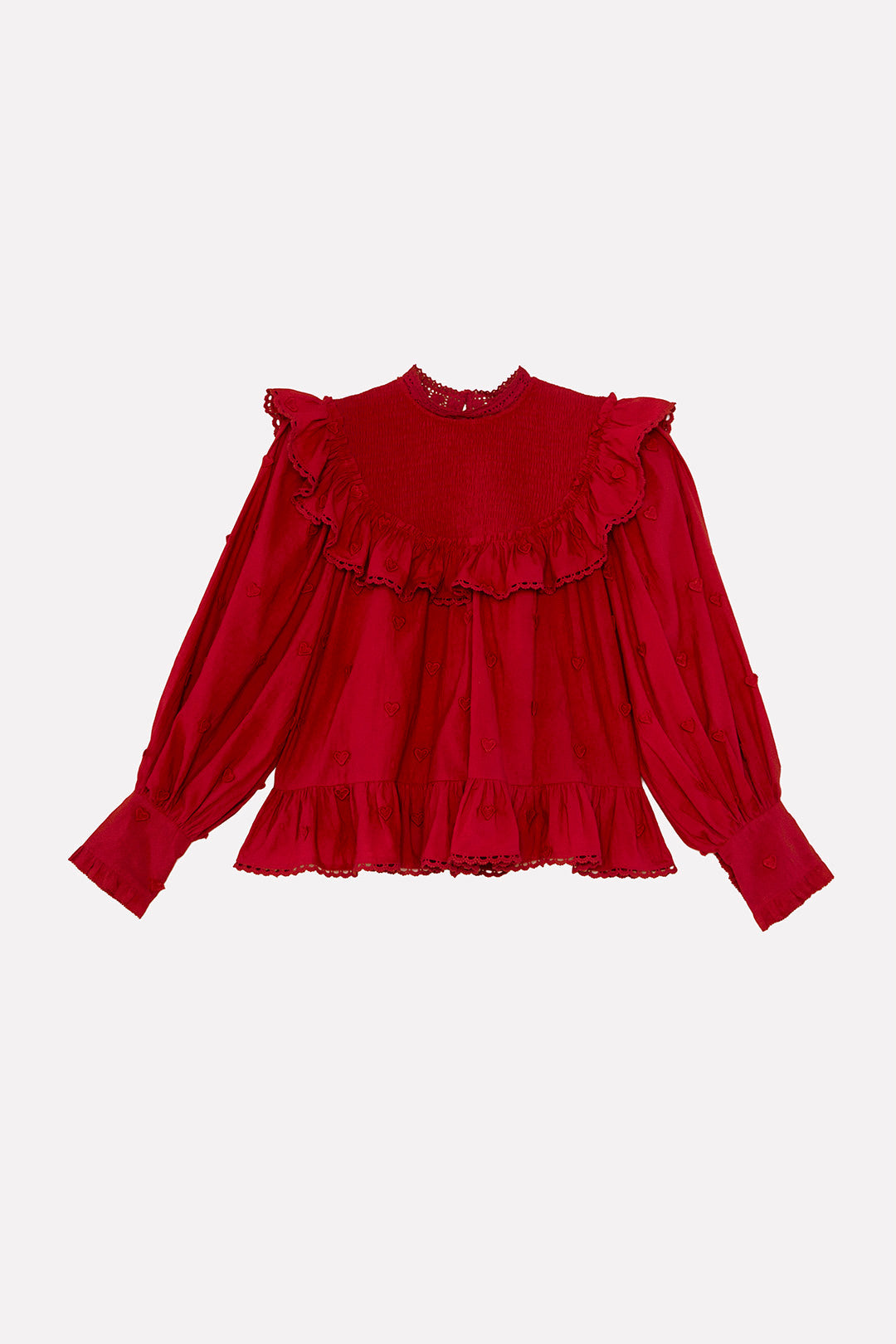 Farm Rio Red 3D Hearts Blouse