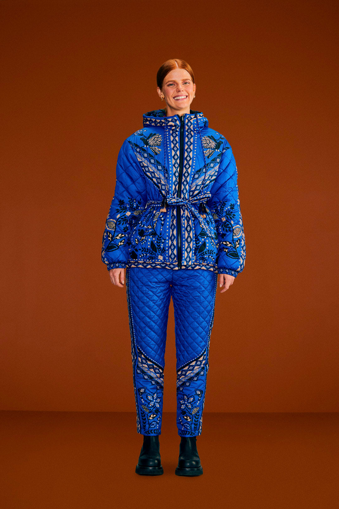 Farm Rio Black Macaw Forest Quilted Pants