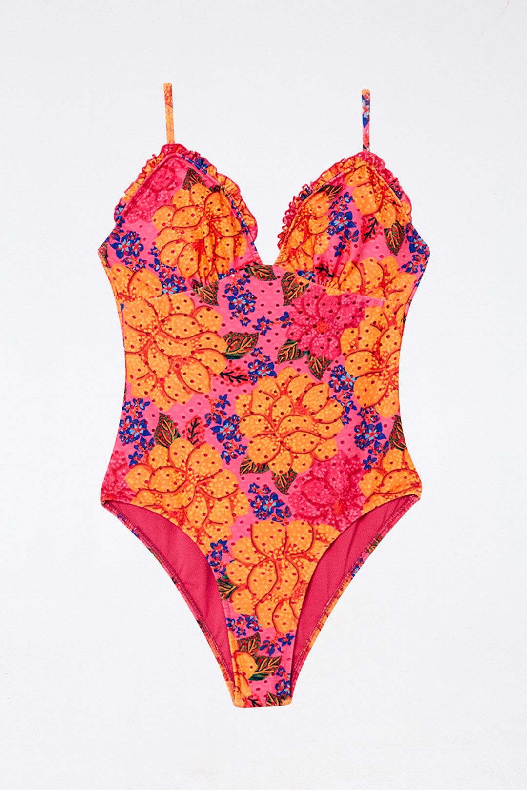 Farm Rio Pink Flowers Garden One Piece Swimsuit