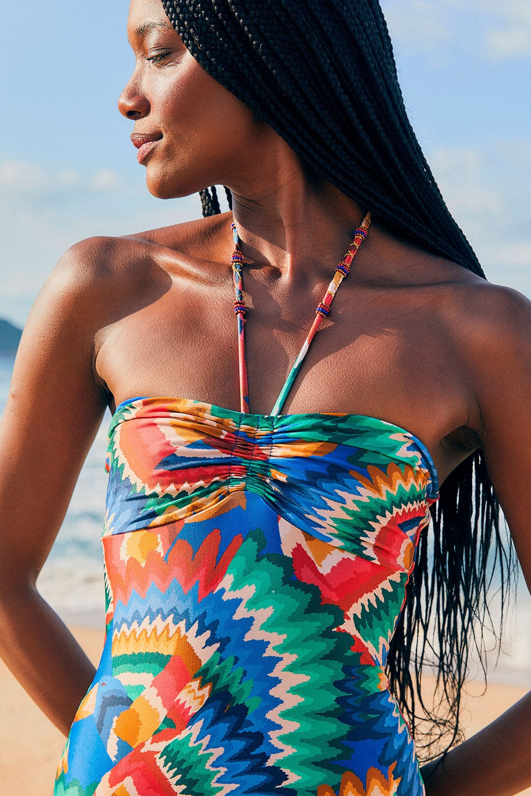 Farm Rio Chevron Toucans One Piece Swimsuit