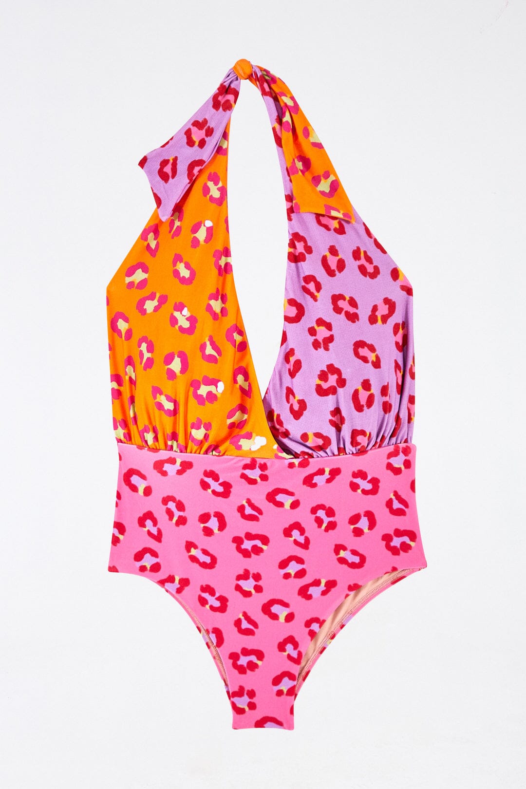 Farm Rio Maxi Leopard Patch Plunge One Piece Swimsuit