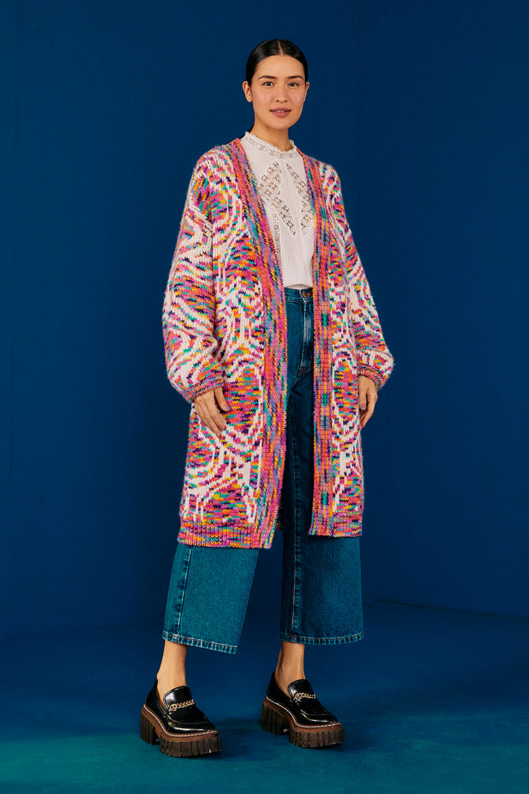 Farm Rio Multicolored Wild Hearts Cardigan