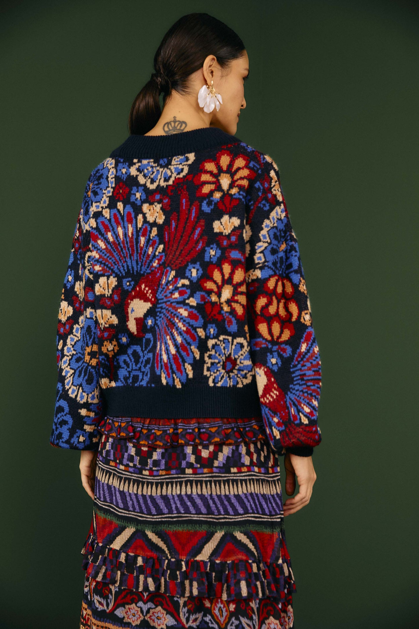 Farm Rio Navy Pineapple Flowers Sweater