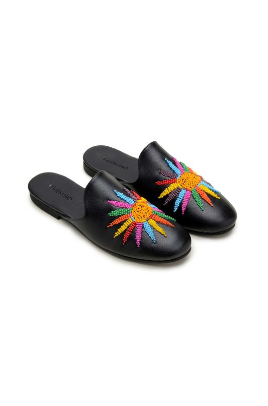  Black Sunshine Flat Mule