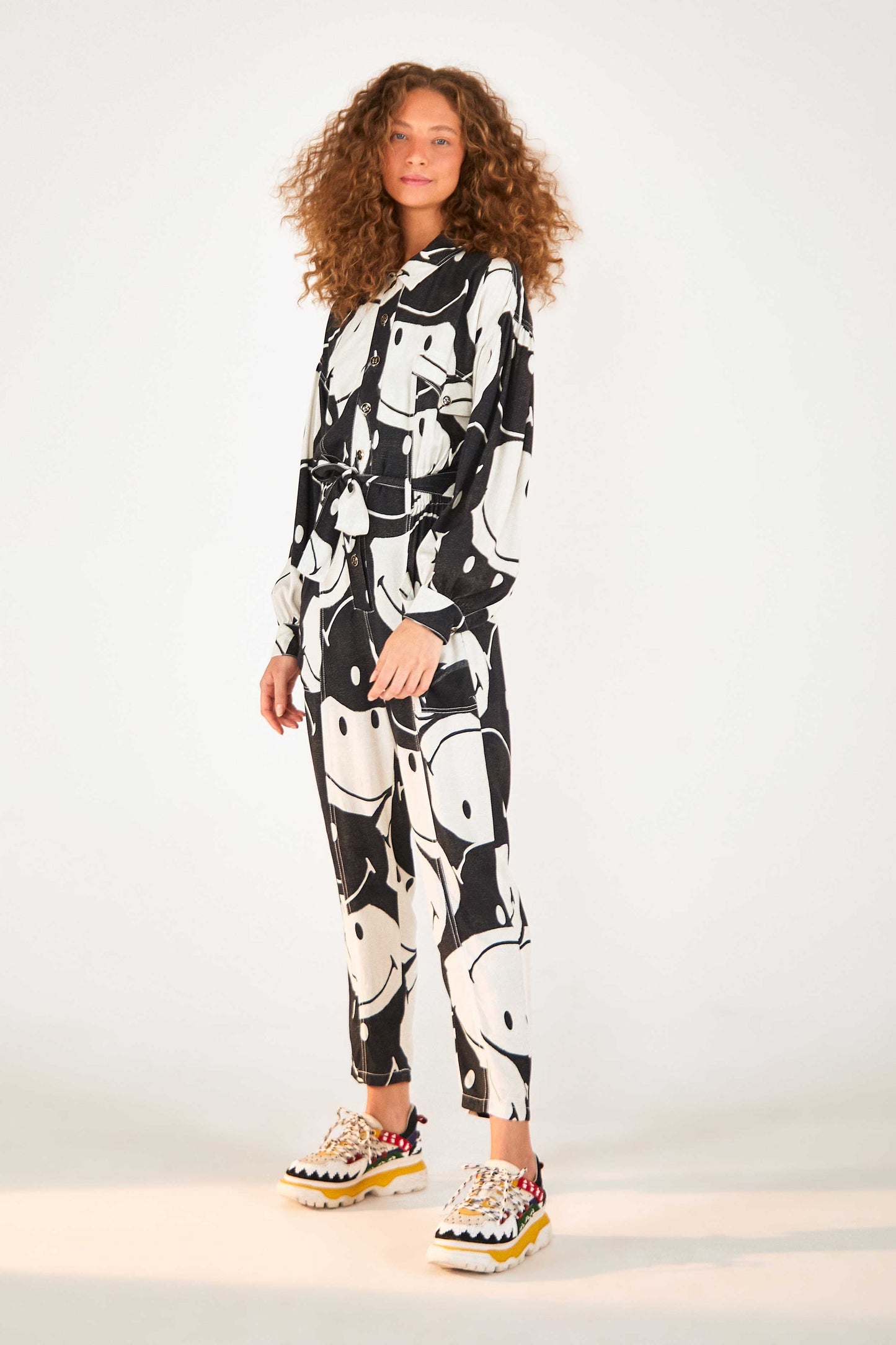 Farm Rio Black & White Smiley® Jumpsuit