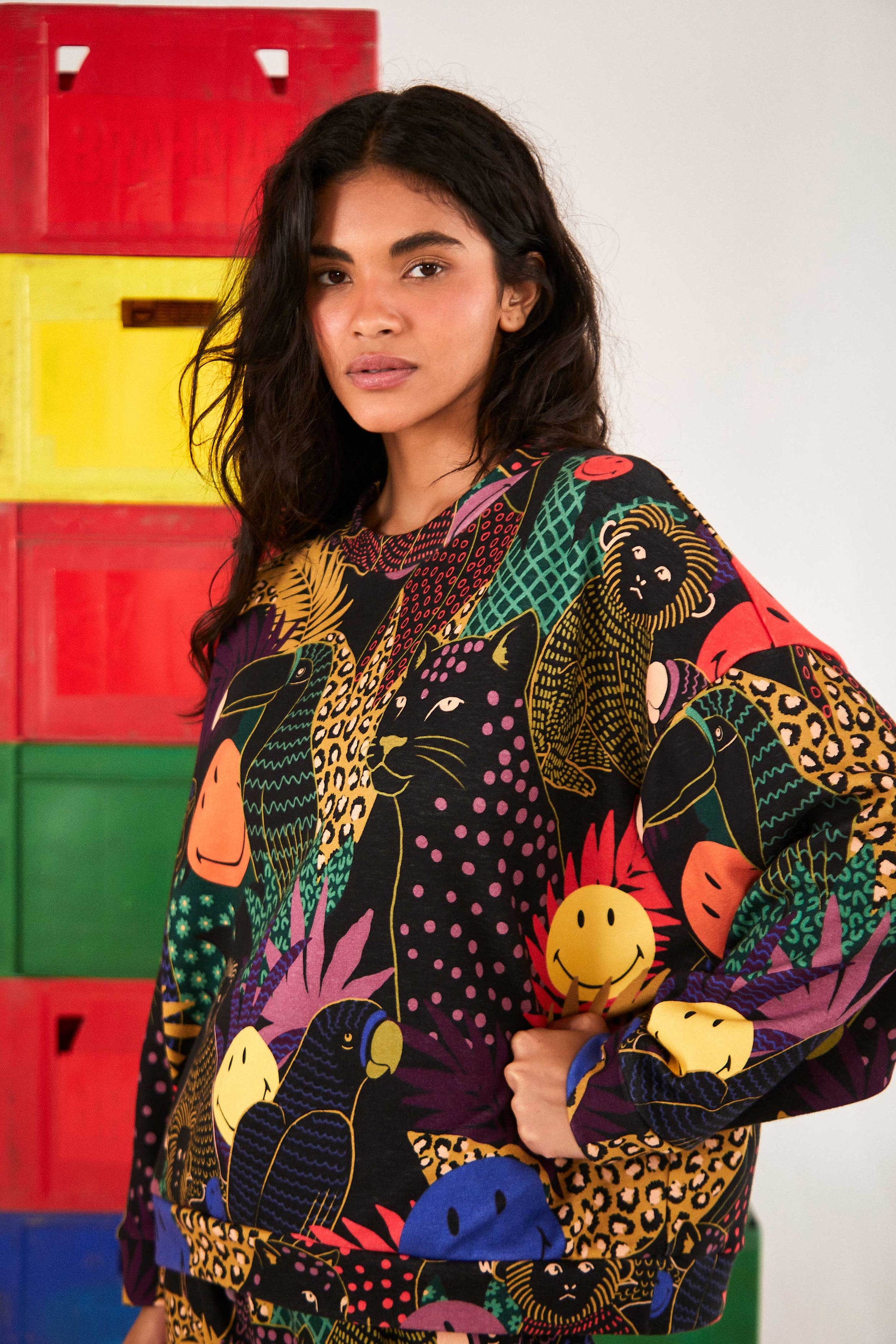 Farm Rio Pop Jungle Smiley® Sweatshirt