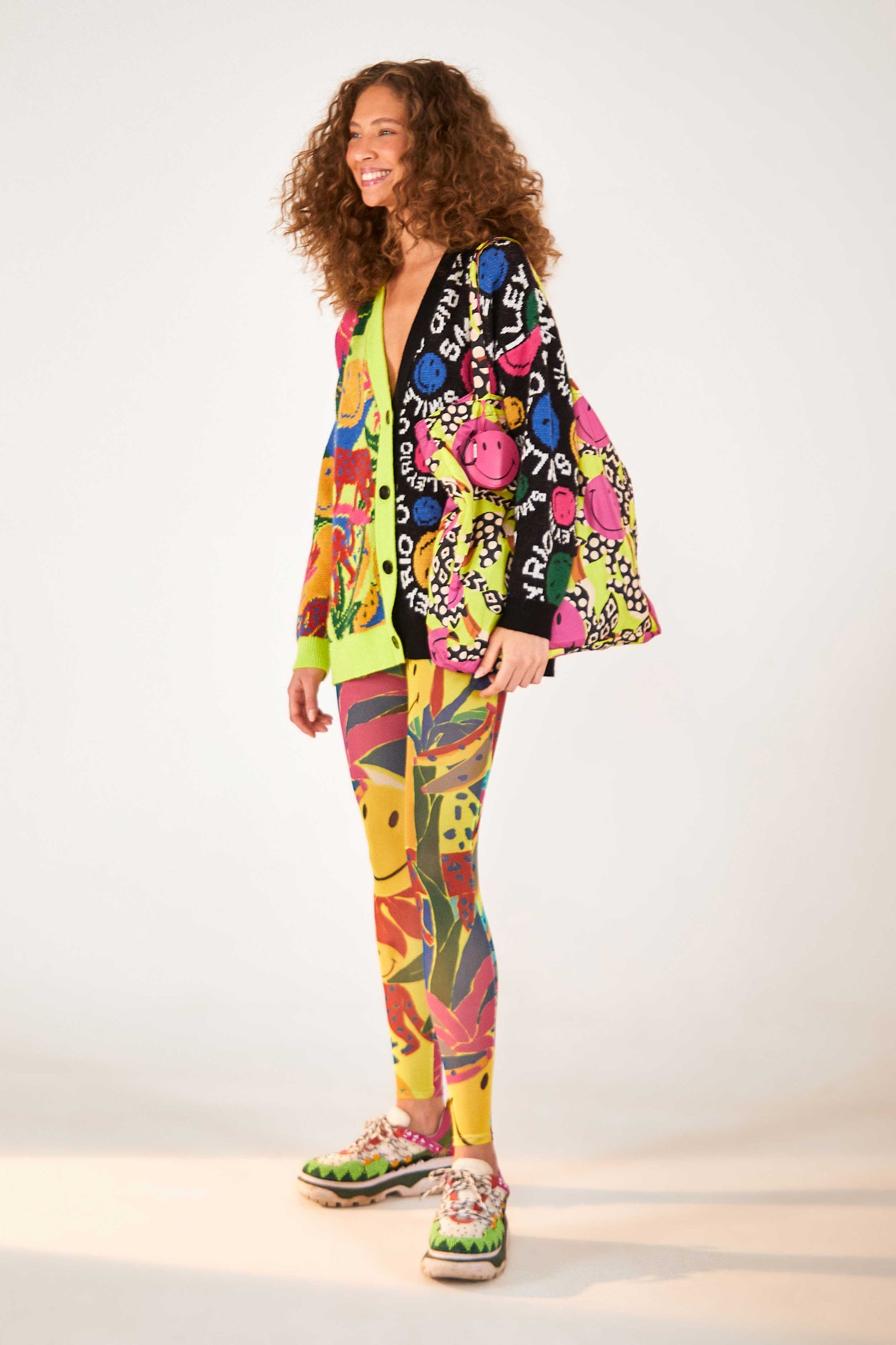 Farm Rio Mixed Prints Smiley® Cardigan