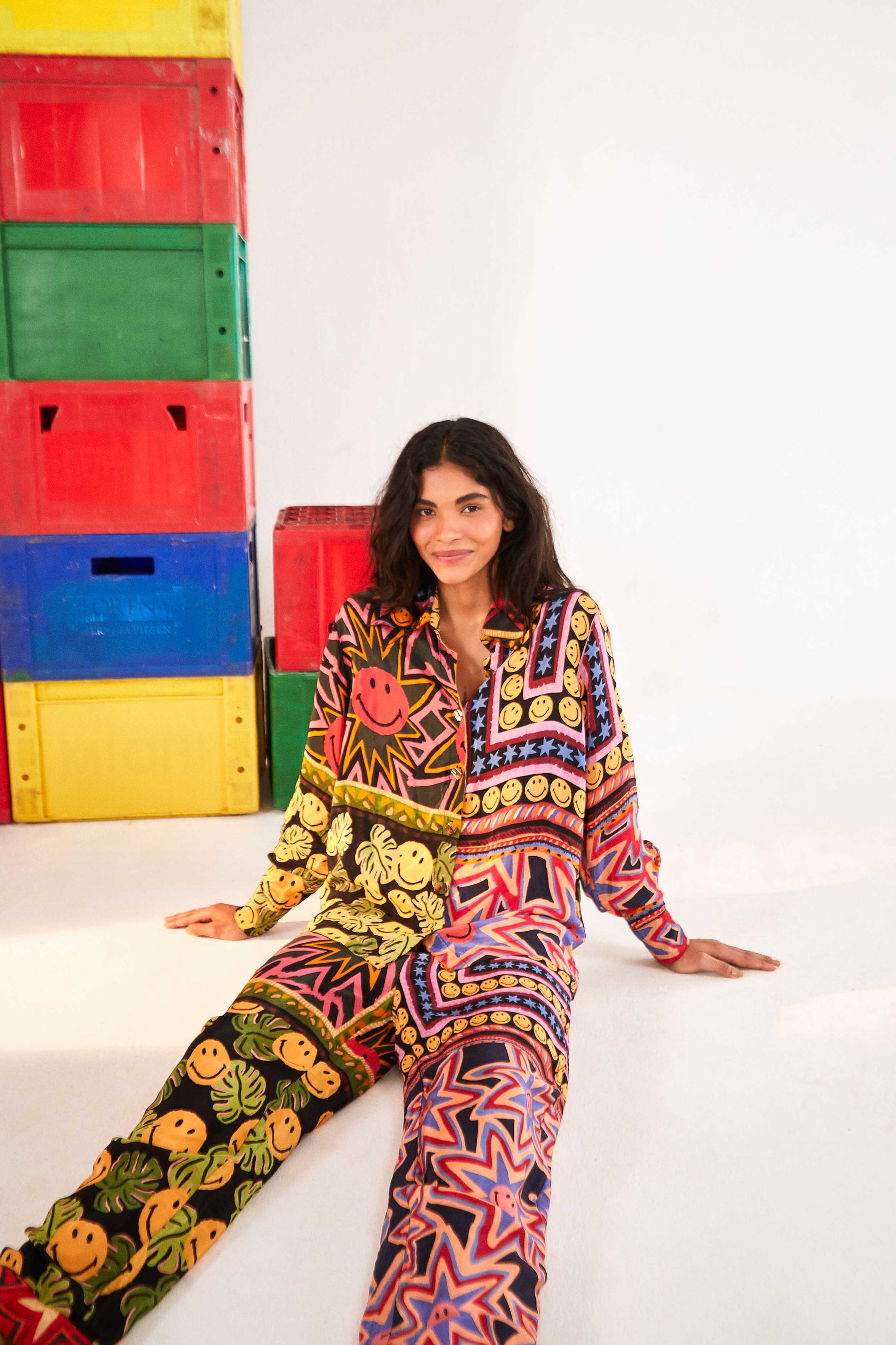 Farm Rio Patchwork Tapestry Smiley® Pants