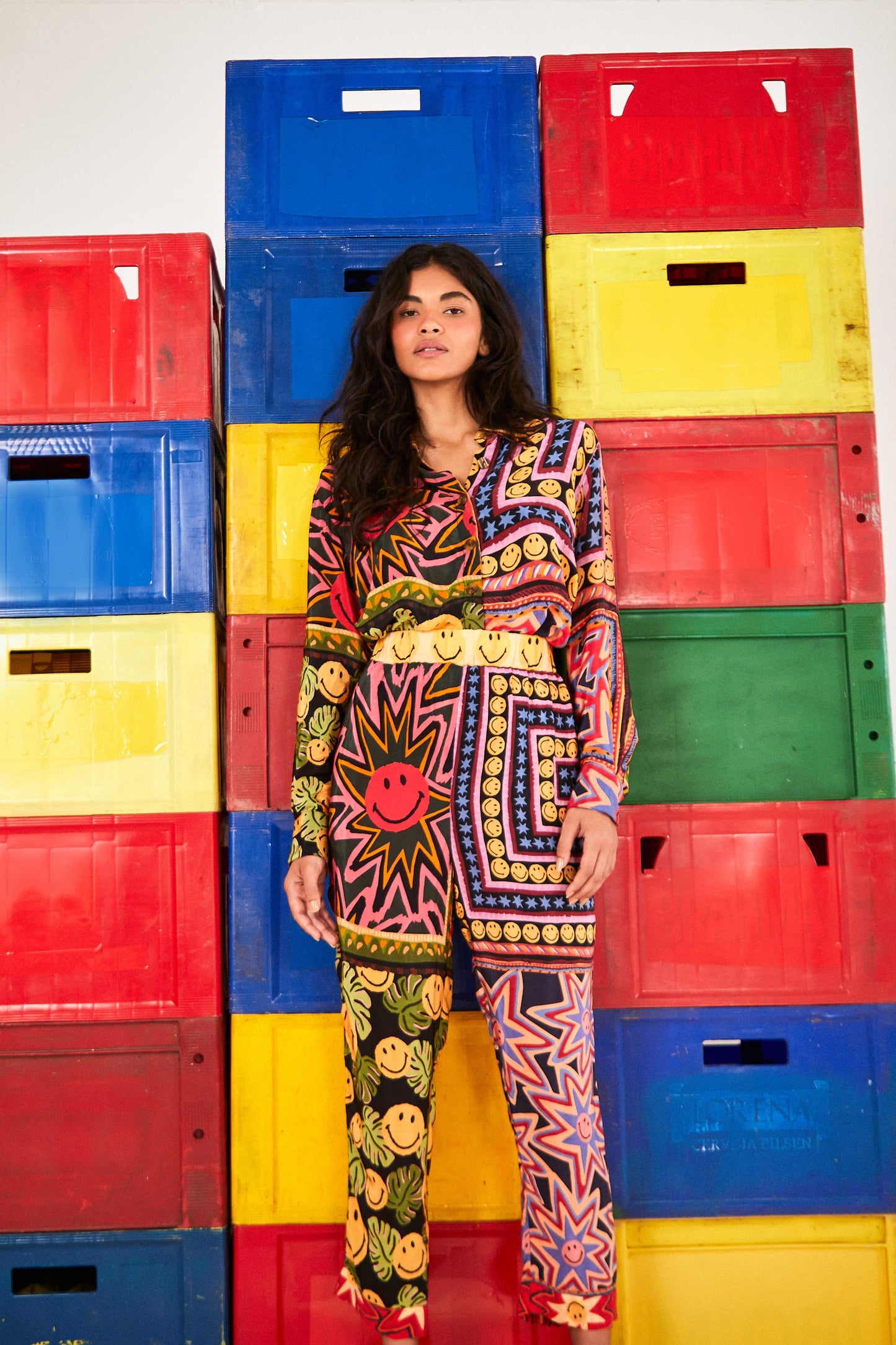 Farm Rio Patchwork Tapestry Smiley® Pants