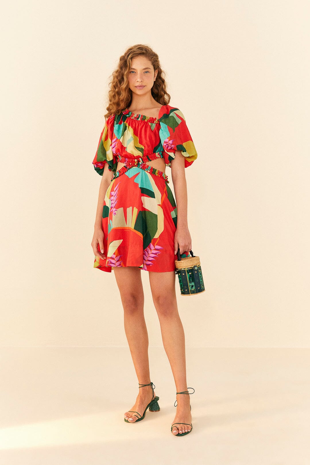 Farm Rio Red Heliconia Mini Dress