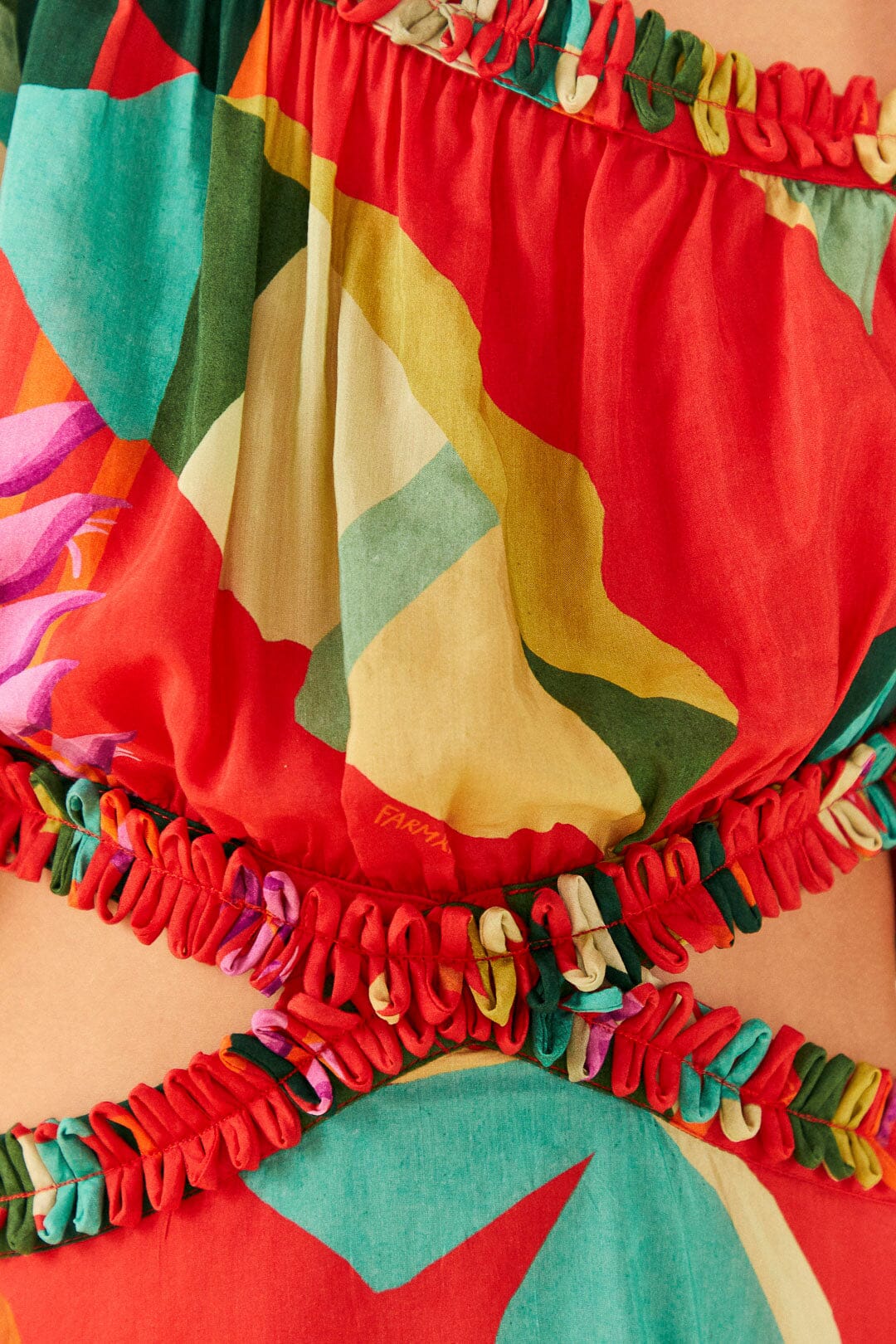 Farm Rio Red Heliconia Mini Dress