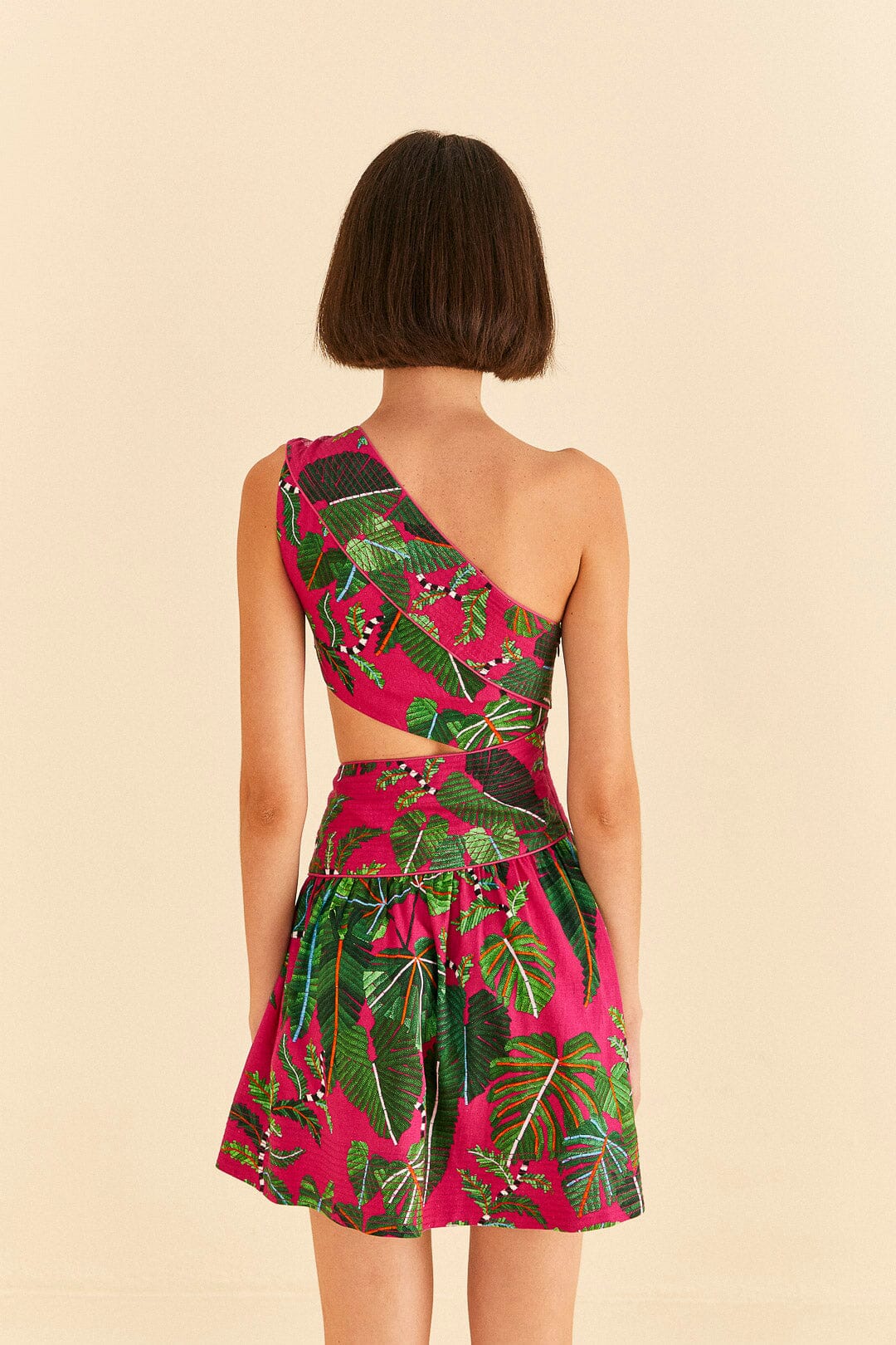 Farm Rio Pink Leaves Mini Dress