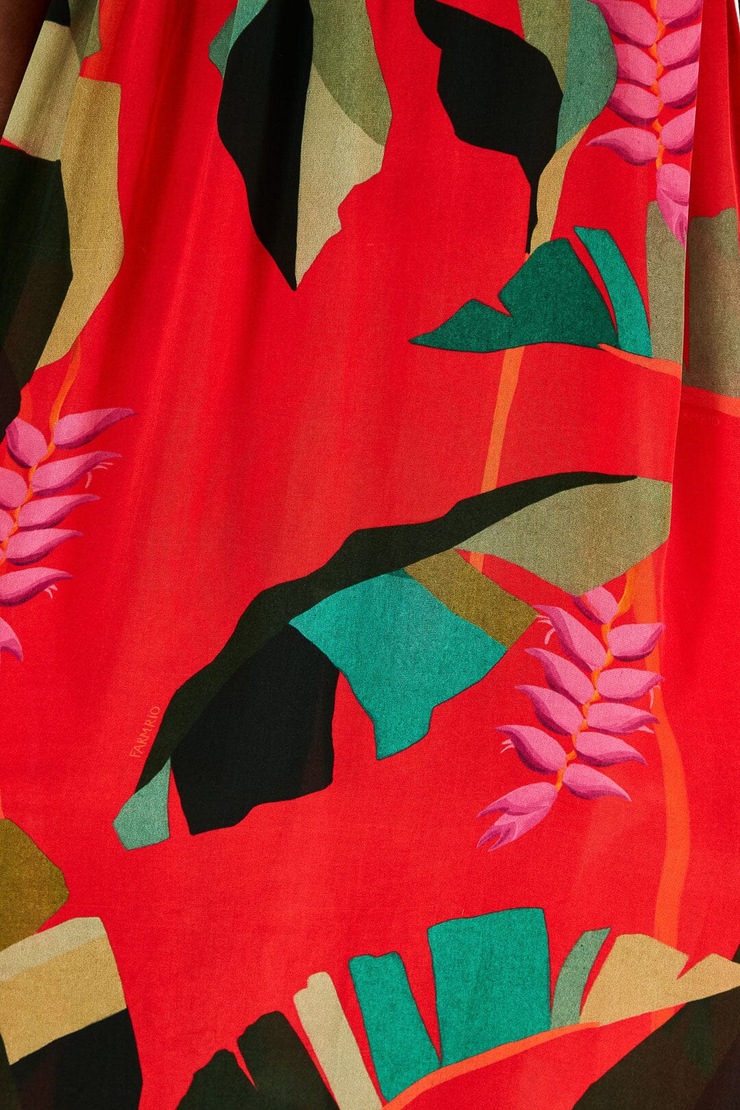 Farm Rio Red Heliconia Maxi Dress