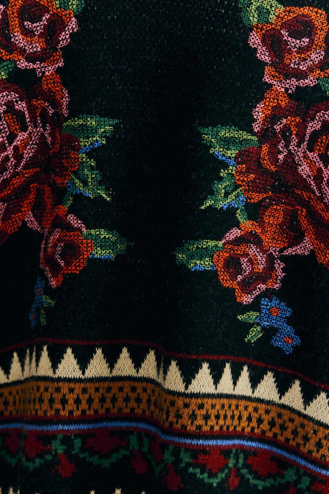 Farm Rio Black Flower Tapestry Cardigan