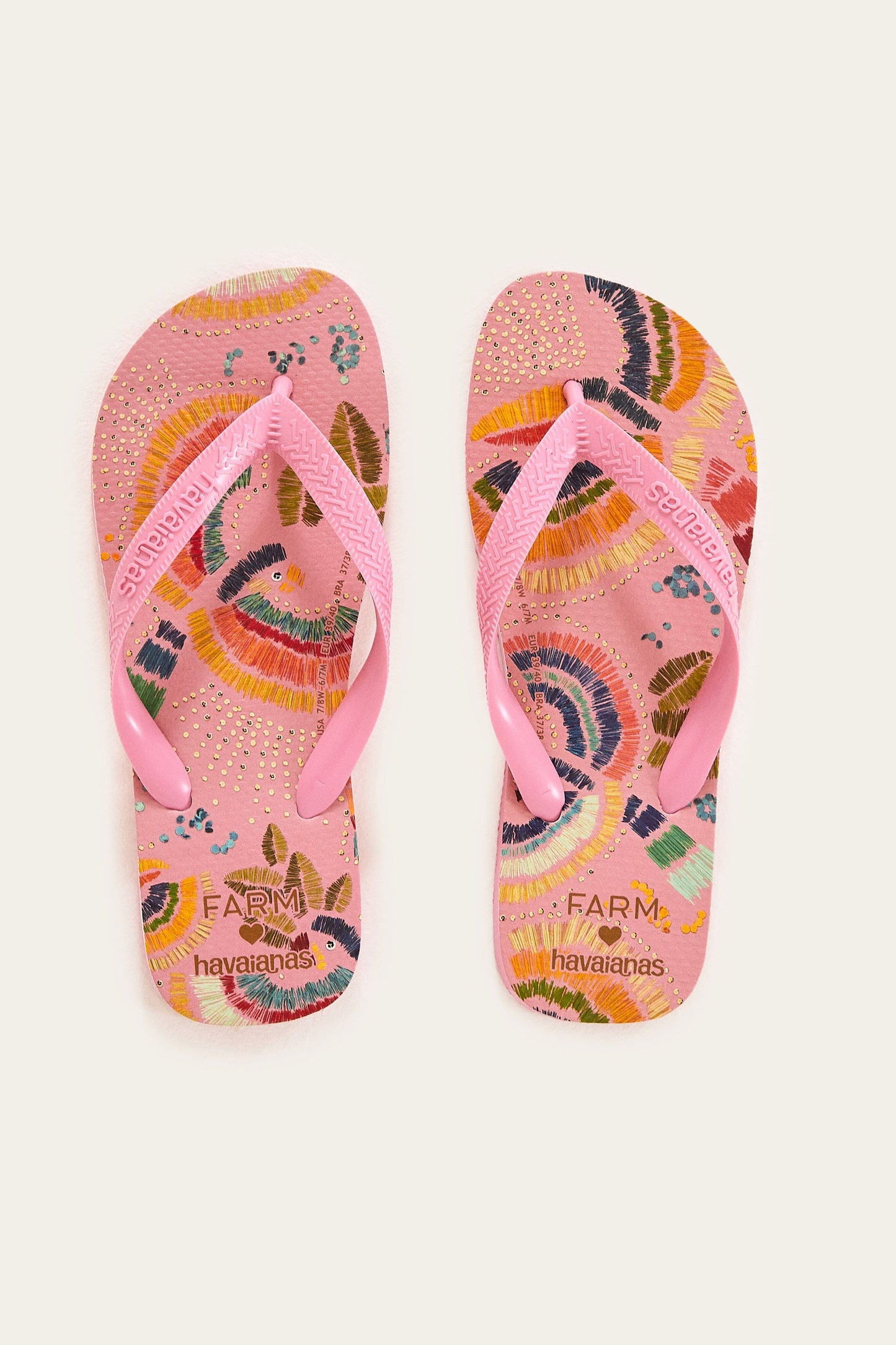  Pink Colorful Birds Havaianas Sandals