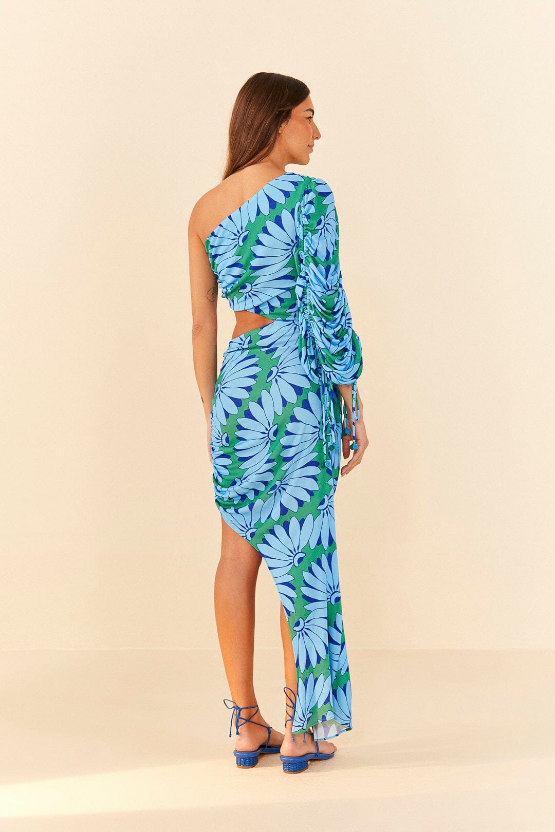 Farm Rio Green Copacabana Asymmetrical Midi Dress