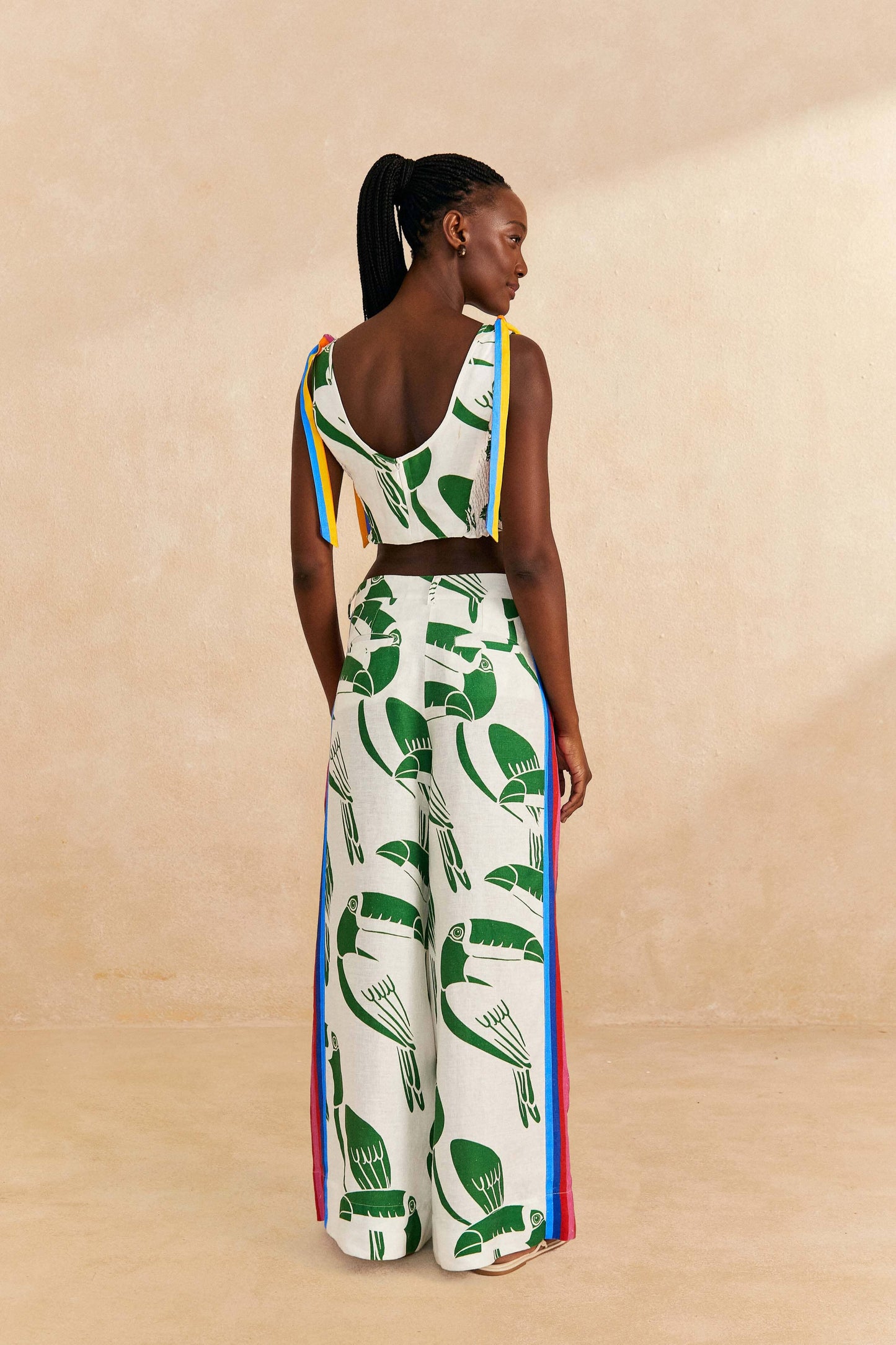 Farm Rio Off-White Rainbow Toucans Pants