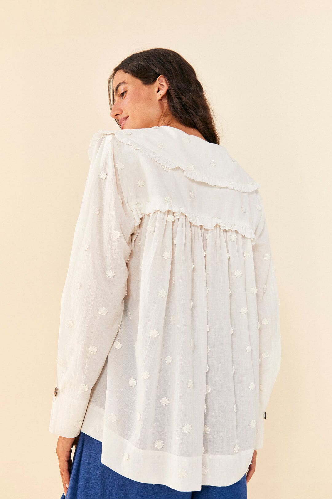 Farm Rio Off-White 3D Flowers Blouse