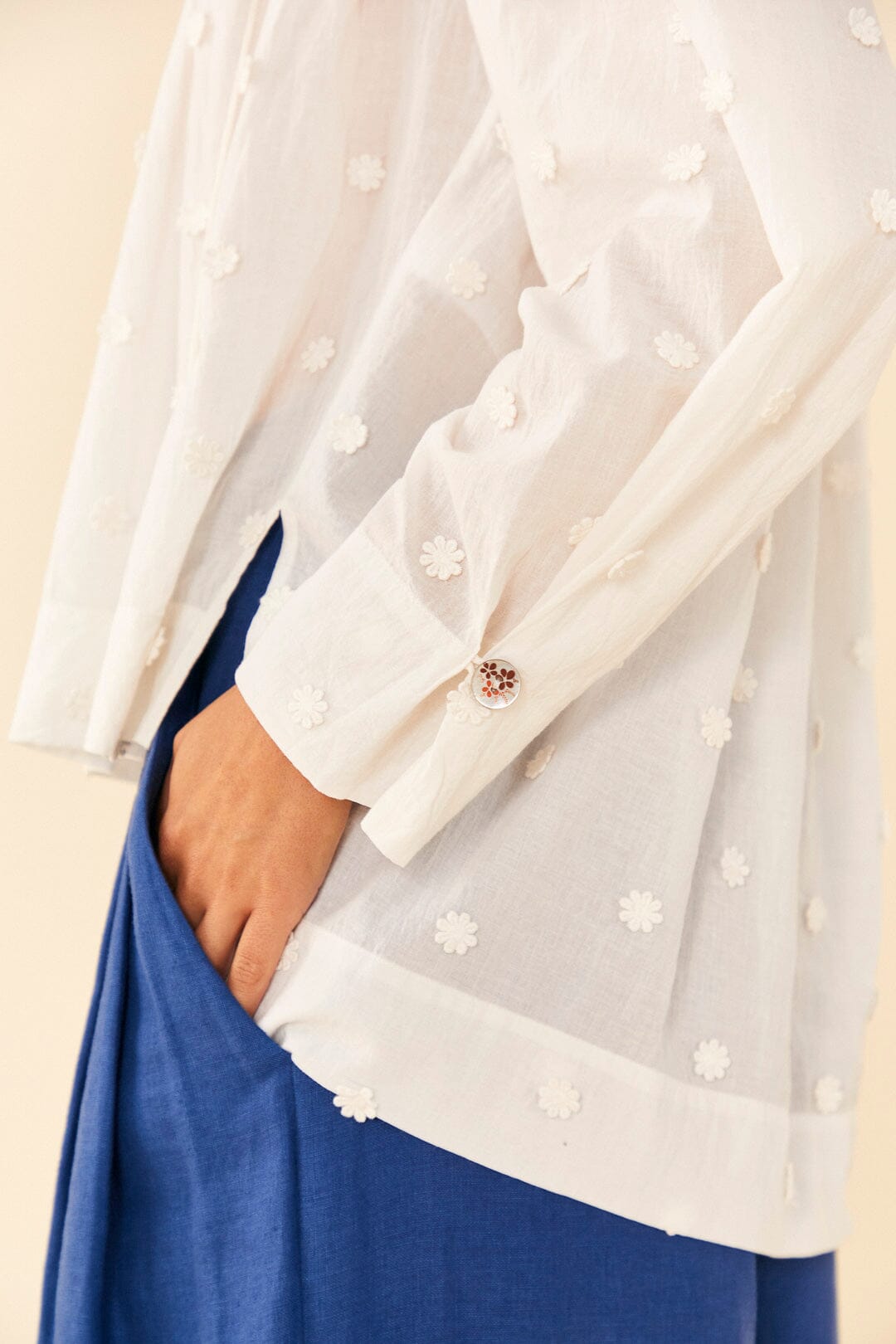 Farm Rio Off-White 3D Flowers Blouse
