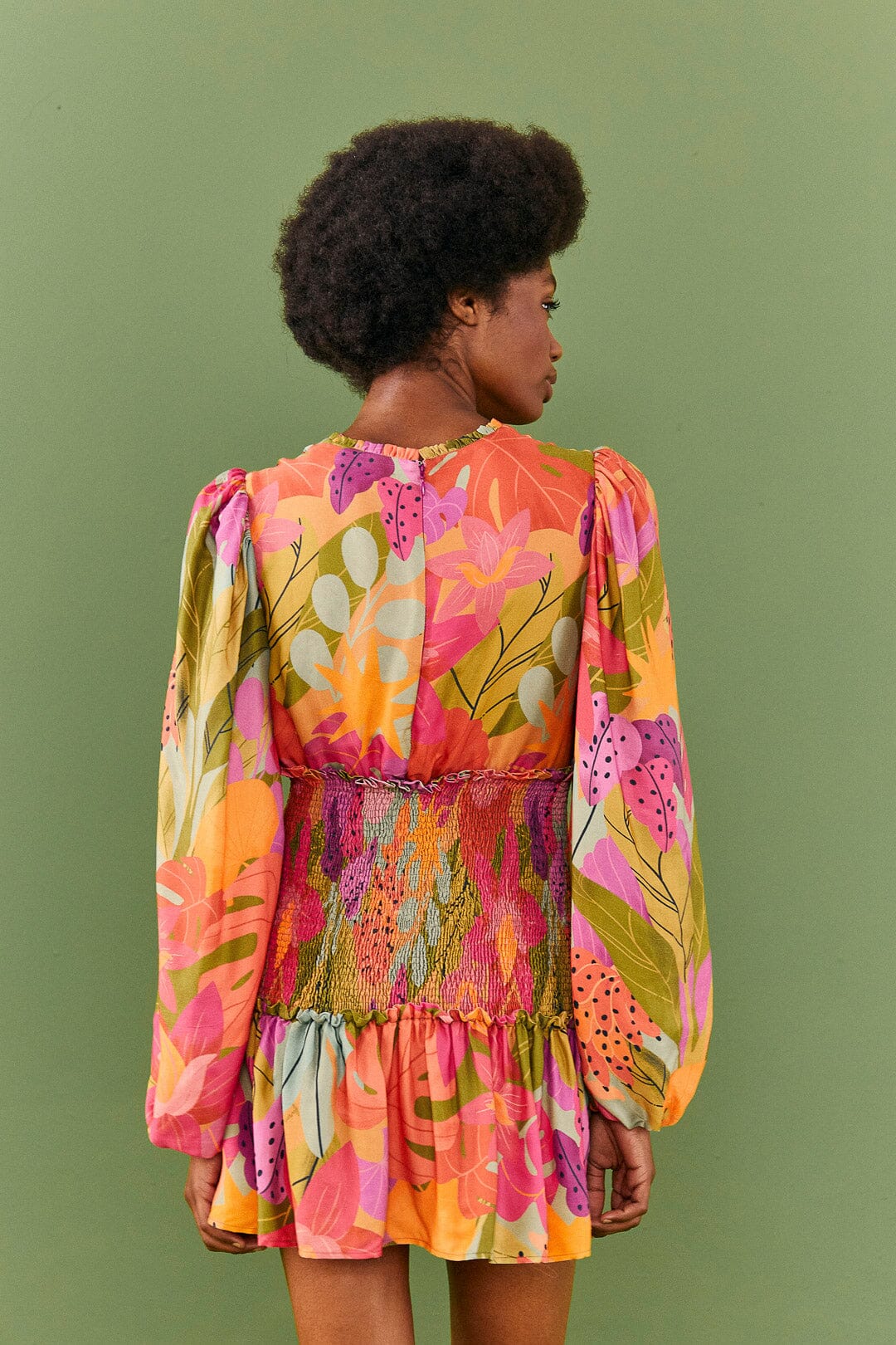 Farm Rio Sweet Forest Long Sleeve Mini Dress
