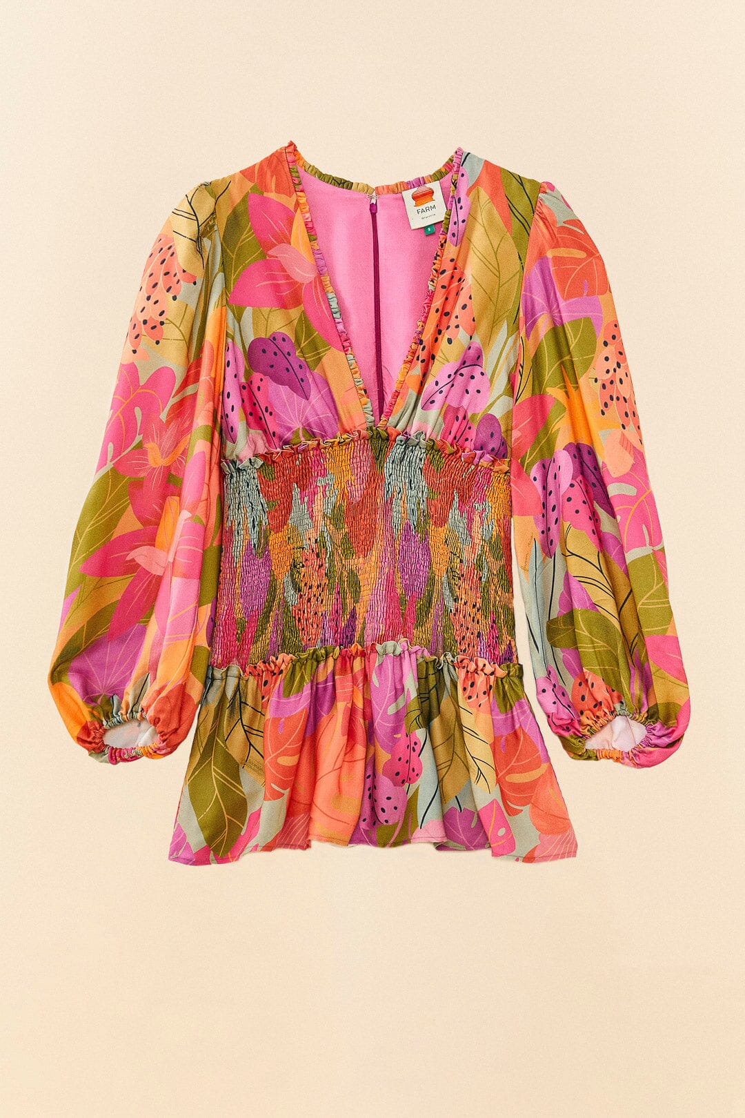 Farm Rio Sweet Forest Long Sleeve Mini Dress
