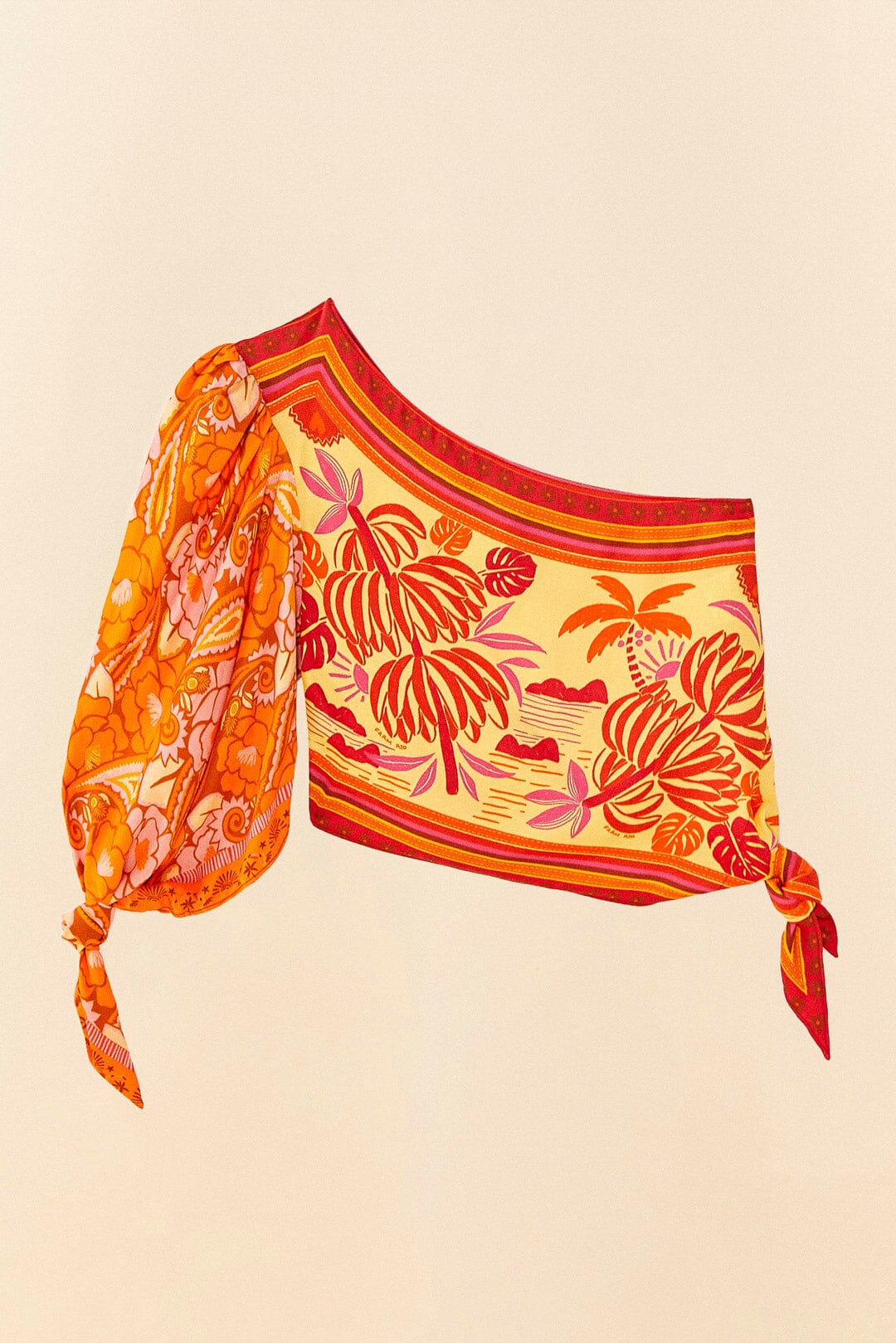 Farm Rio Forest Mixed Scarves Lenzing™ Ecovero™ Viscose Crop Top