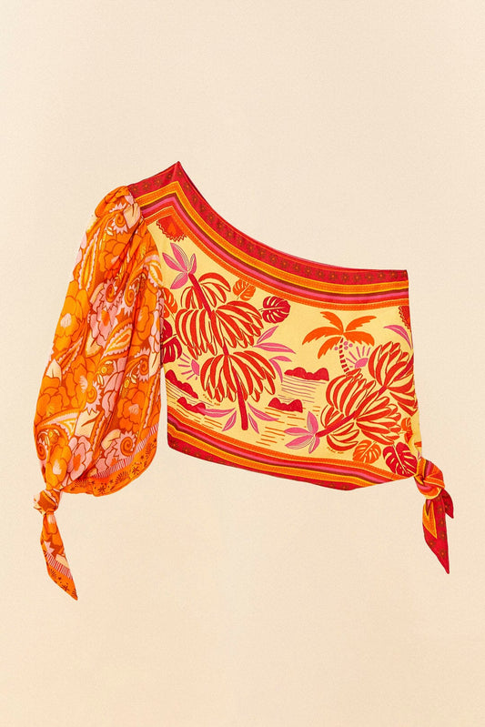 Farm Rio Forest Mixed Scarves Lenzing™ Ecovero™ Viscose Crop Top