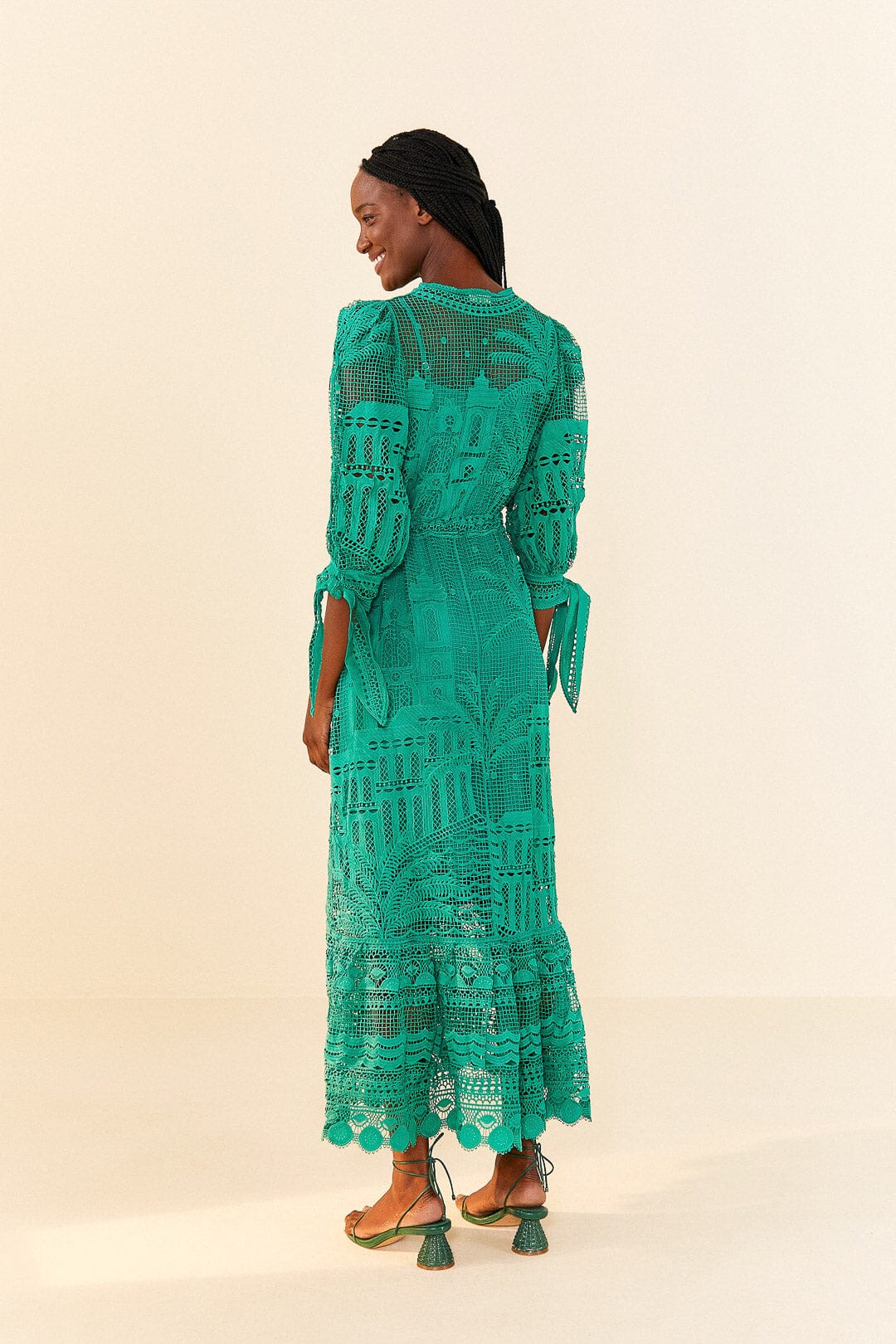 Farm Rio Green Morada Boa Guipure Dress