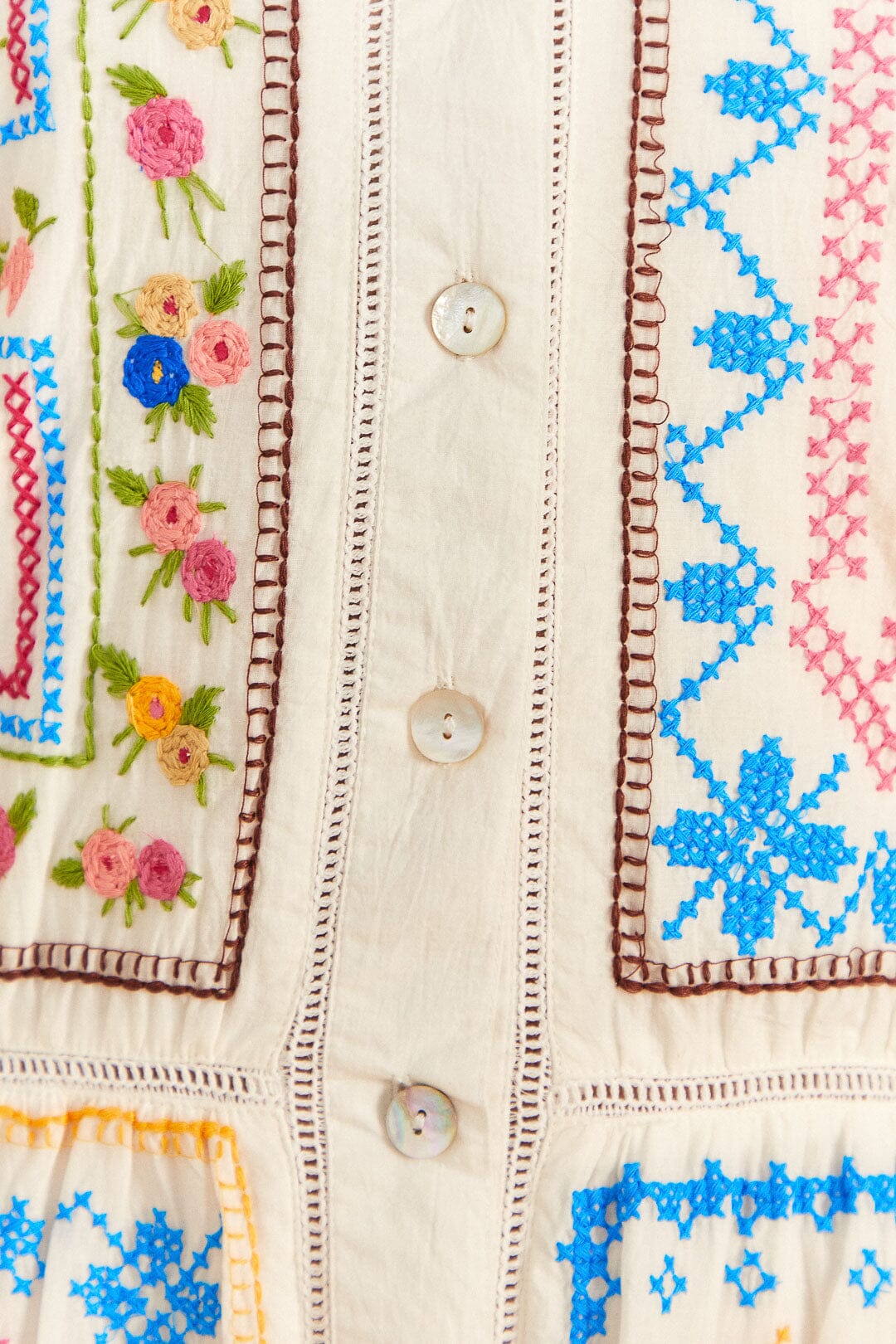 Farm Rio Grandma Gift Embroidered Midi Dress