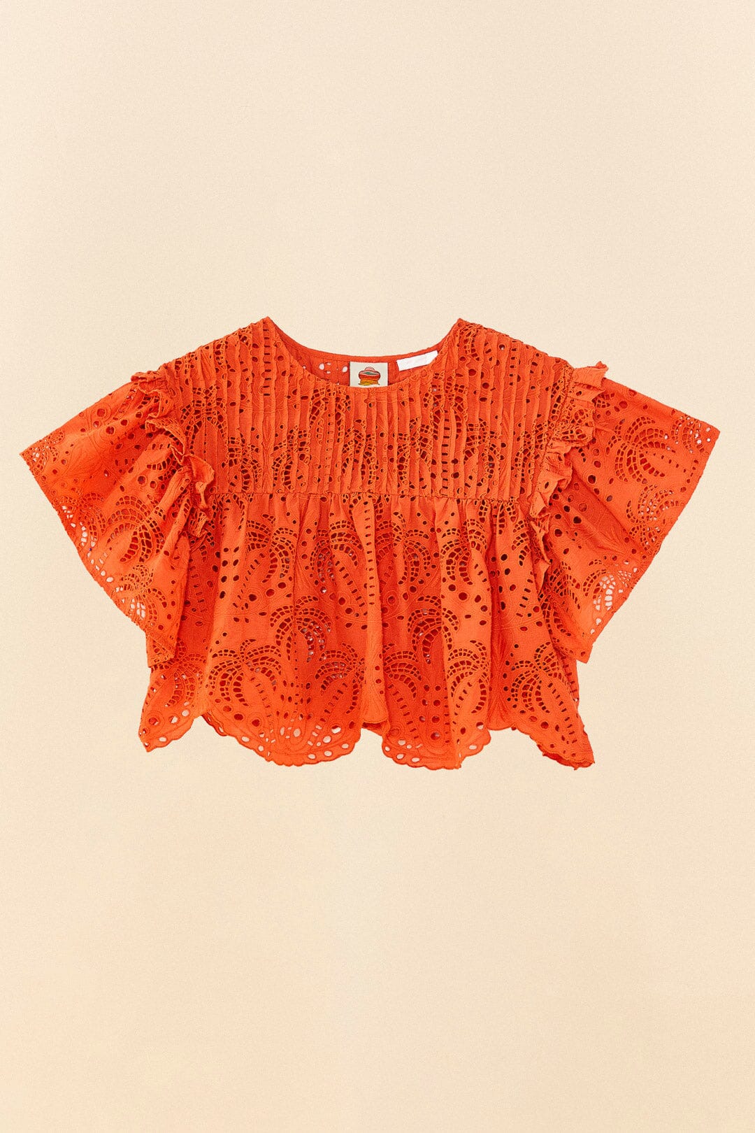 Farm Rio Orange Palm Tree Richelieu Blouse