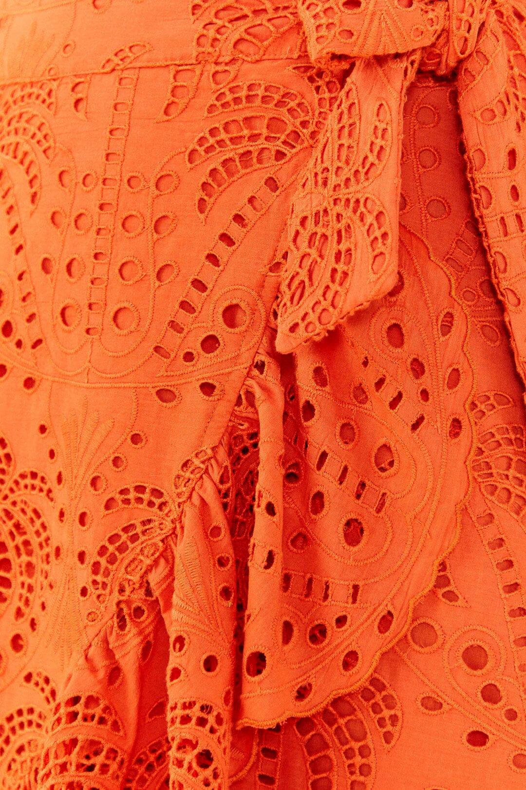 Farm Rio Orange Palm Tree Richelieu Midi Skirt