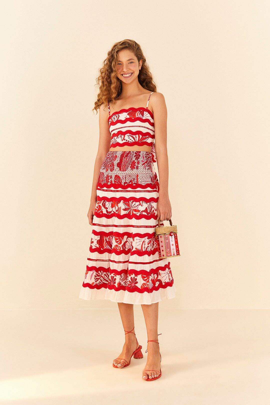 Farm Rio Off-White Rio Tiles Crop Top