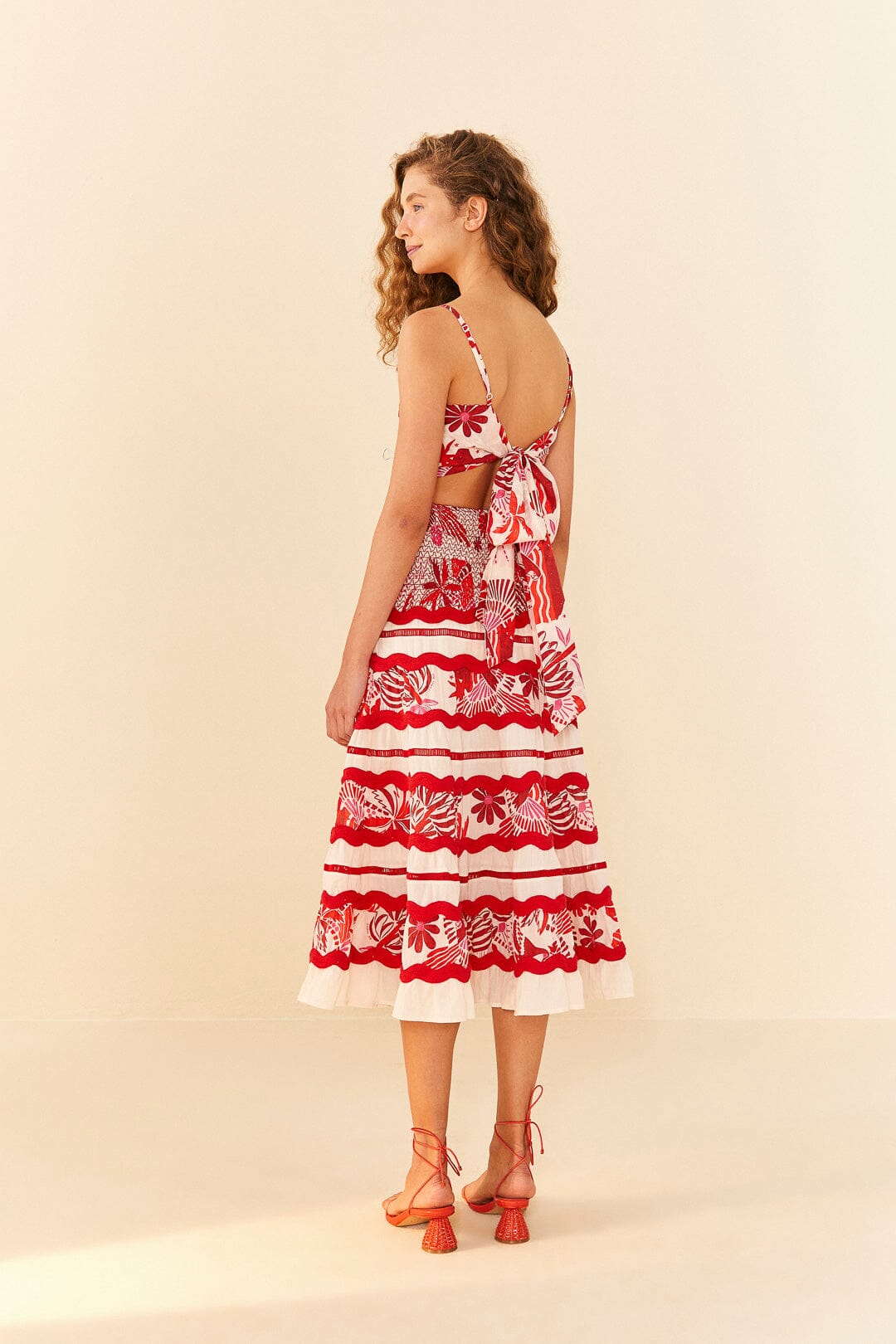 Farm Rio Off-White Rio Tiles Midi Skirt