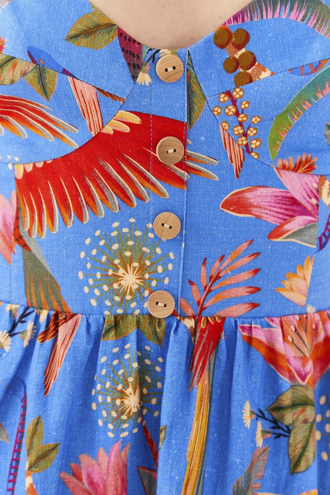 Farm Rio Blue Macaw Party Mini Dress