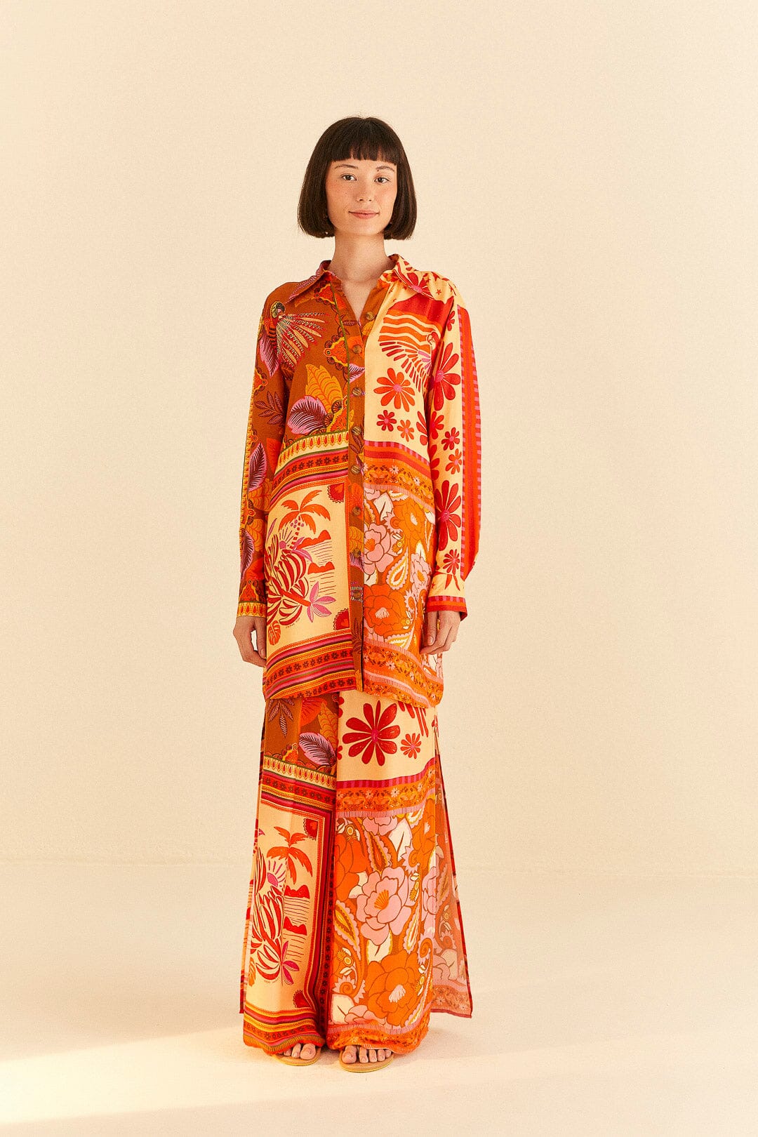 Farm Rio Forest Mixed Scarves Lenzing™ Ecovero™ Viscose Shirtdress