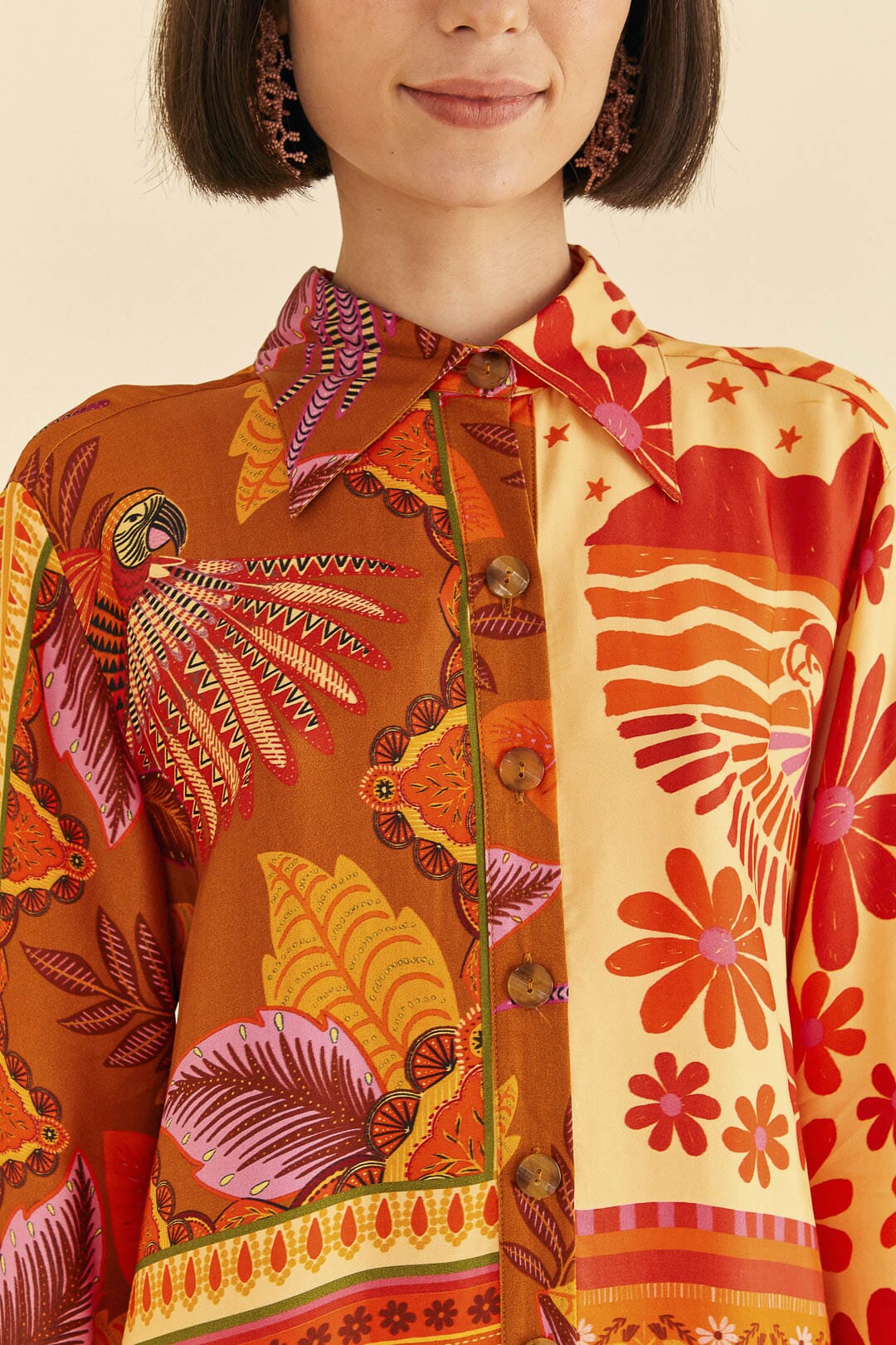 Farm Rio Forest Mixed Scarves Lenzing™ Ecovero™ Viscose Shirtdress