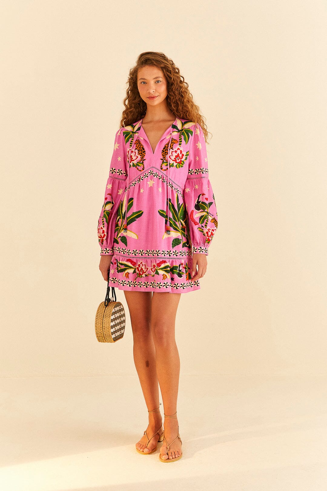 Farm Rio Pink Leopard Forest Mini Dress