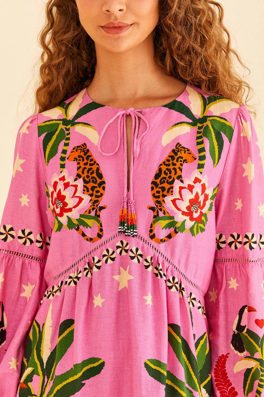 Farm Rio Pink Leopard Forest Mini Dress