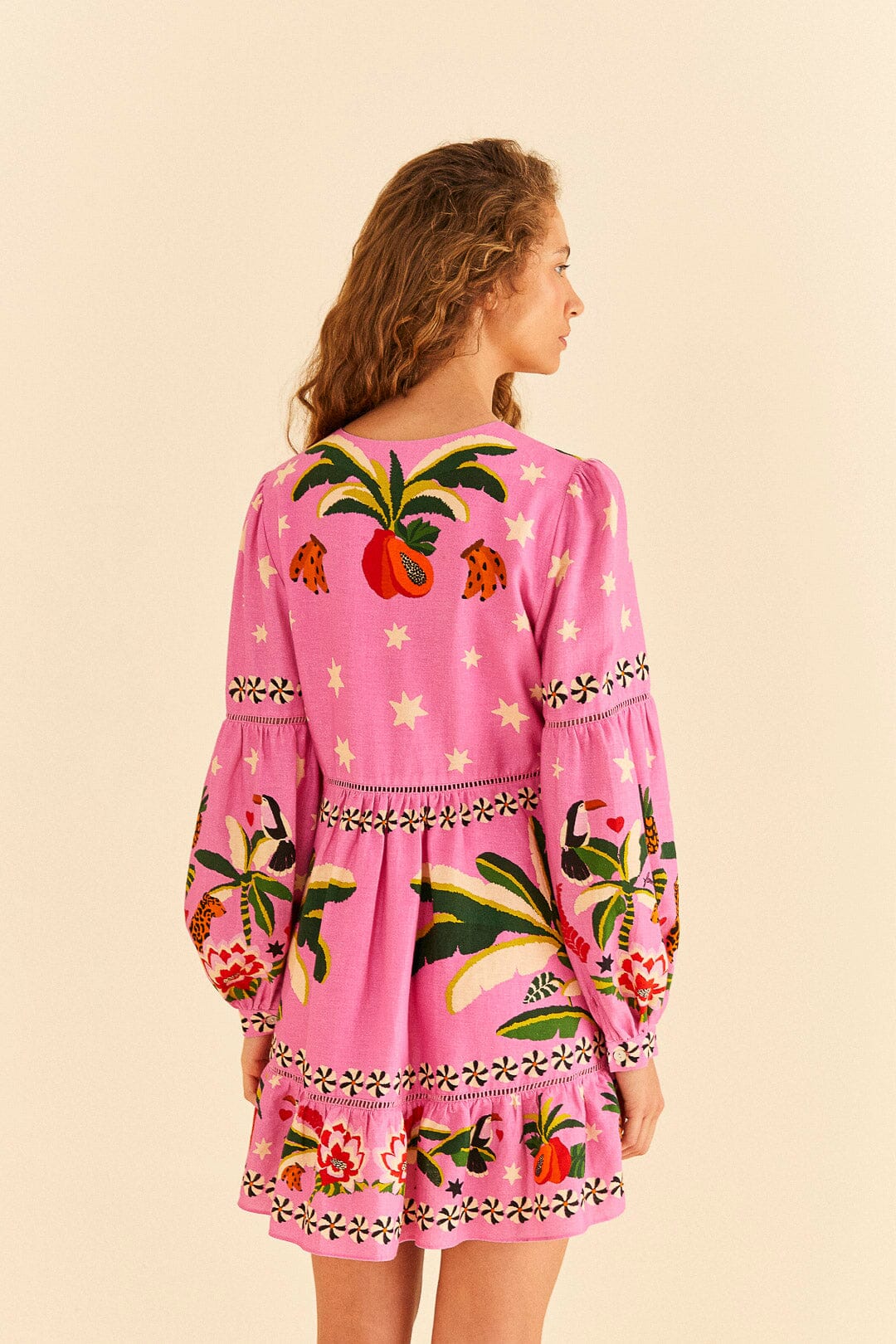 Farm Rio Pink Leopard Forest Mini Dress