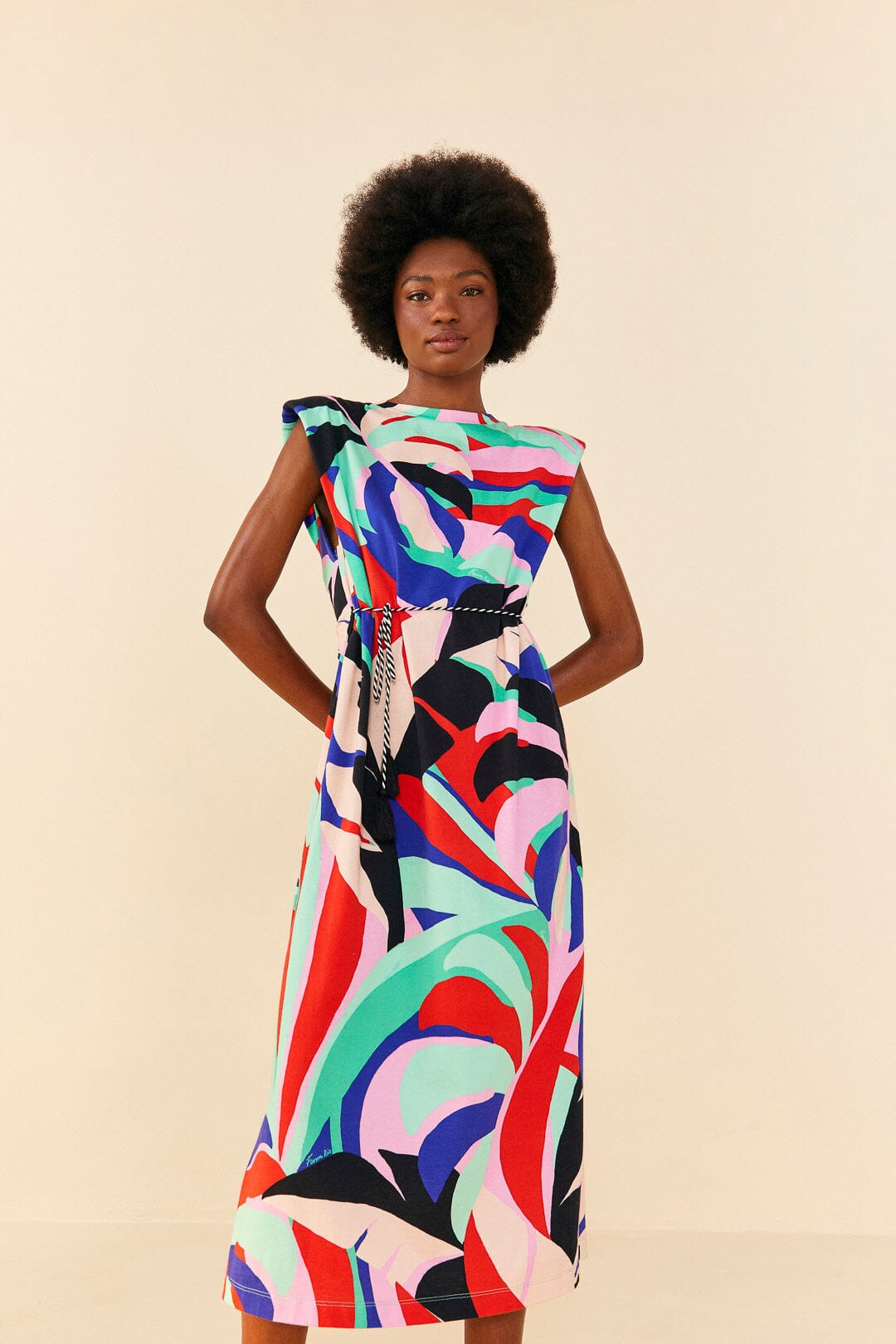 Farm Rio Colorful Monstera Organic Cotton T-Shirt Dress