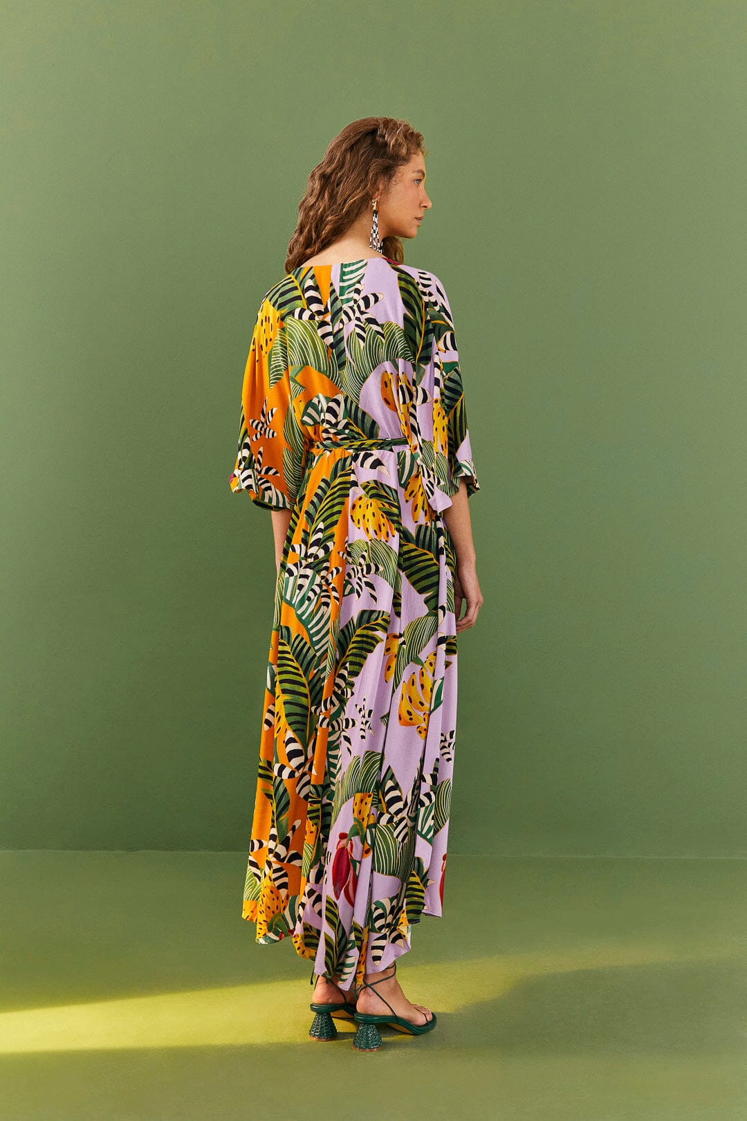  Mixed Striped Bananas Maxi Wrap Dress