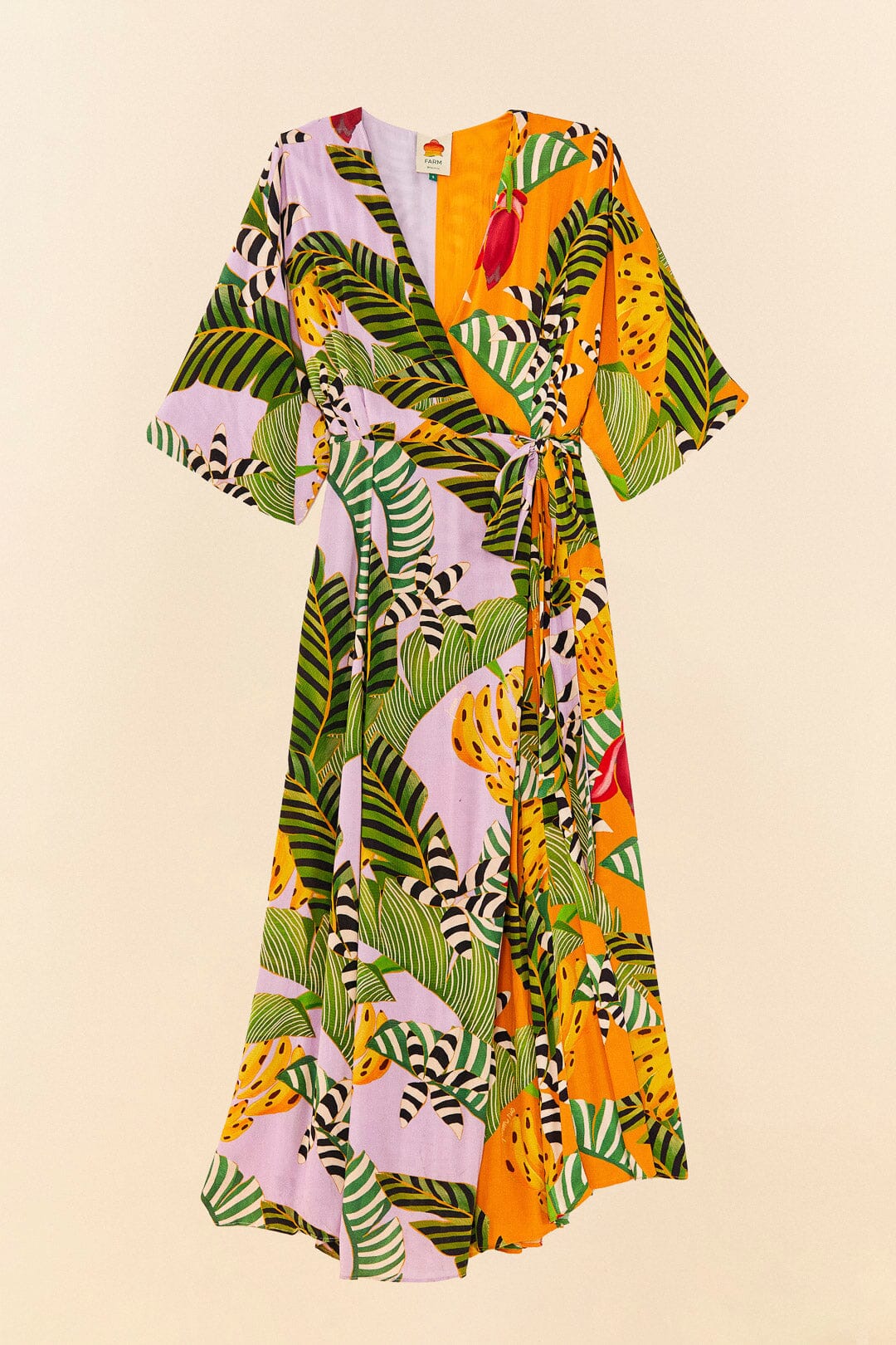  Mixed Striped Bananas Maxi Wrap Dress