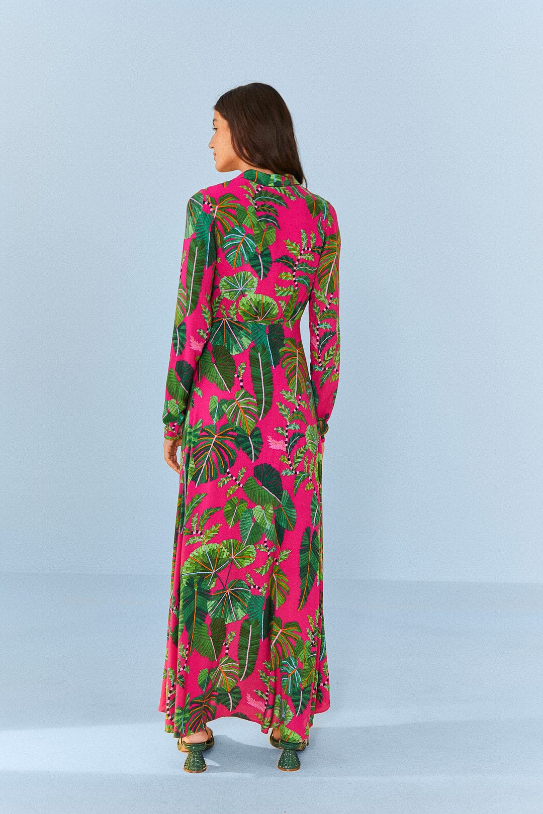 Farm Rio Pink Leaves Maxi Dress