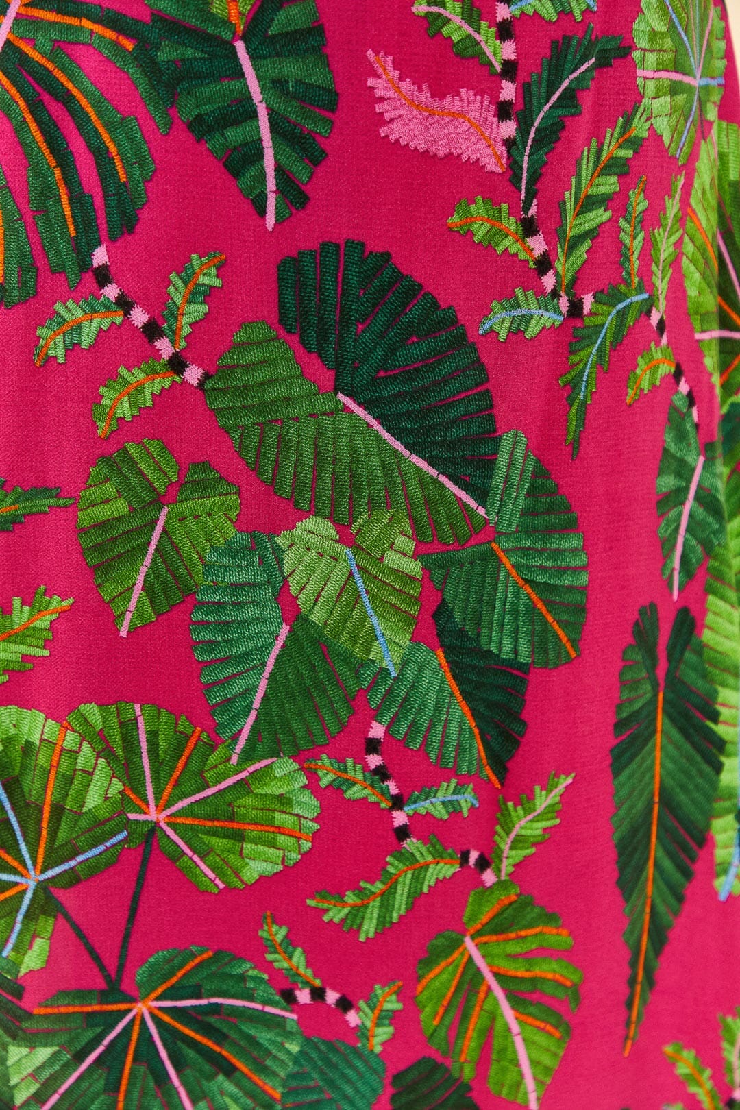 Farm Rio Pink Leaves Maxi Dress
