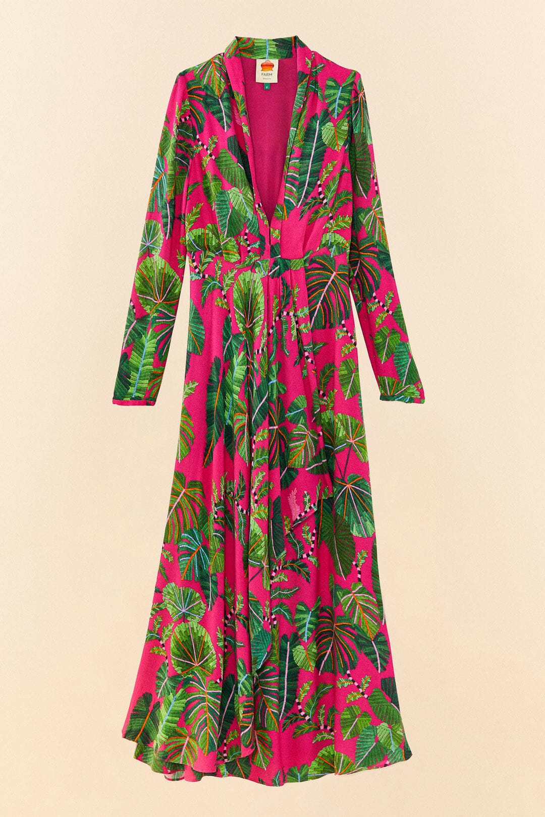 Farm Rio Pink Leaves Maxi Dress