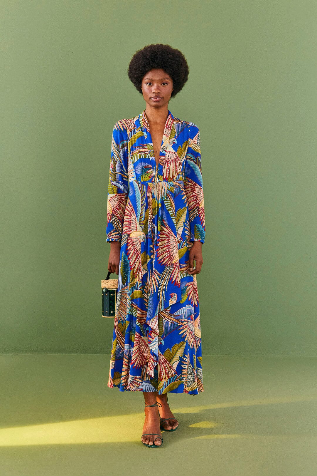 Farm Rio Blue Macaw Flight Maxi Dress