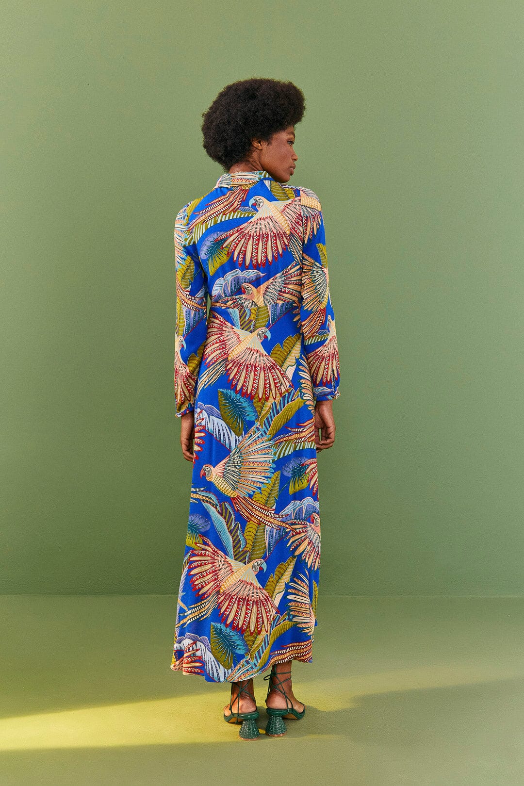 Farm Rio Blue Macaw Flight Maxi Dress